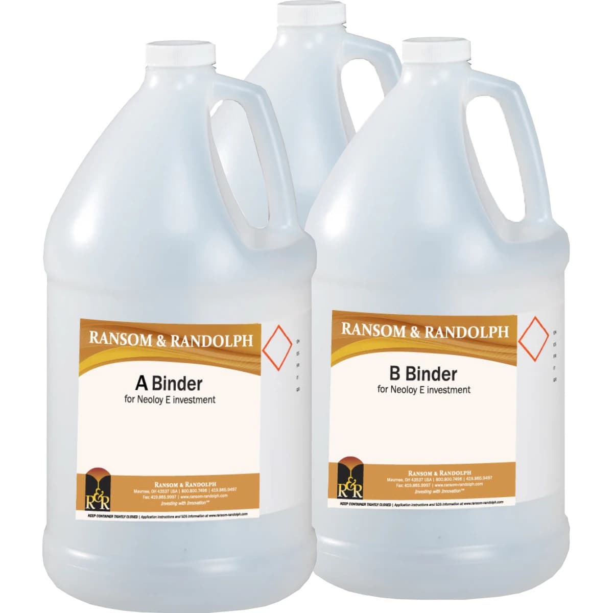 Ransom & Randolph Neoloy Casting Investment ABC Liquid, 3 x 1 Gallon Bottles - ABC Binders - Image 1
