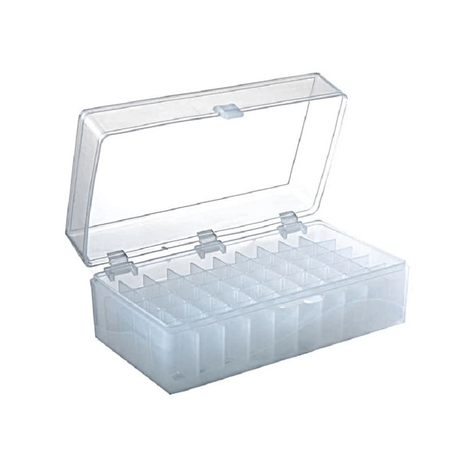 Heathrow Scientific Microtube Storage Box, 50-Well, Hinged Lid, Natural, Autoclavable, 5/Pack - Storage Box 50Well HingedTb - Image 1