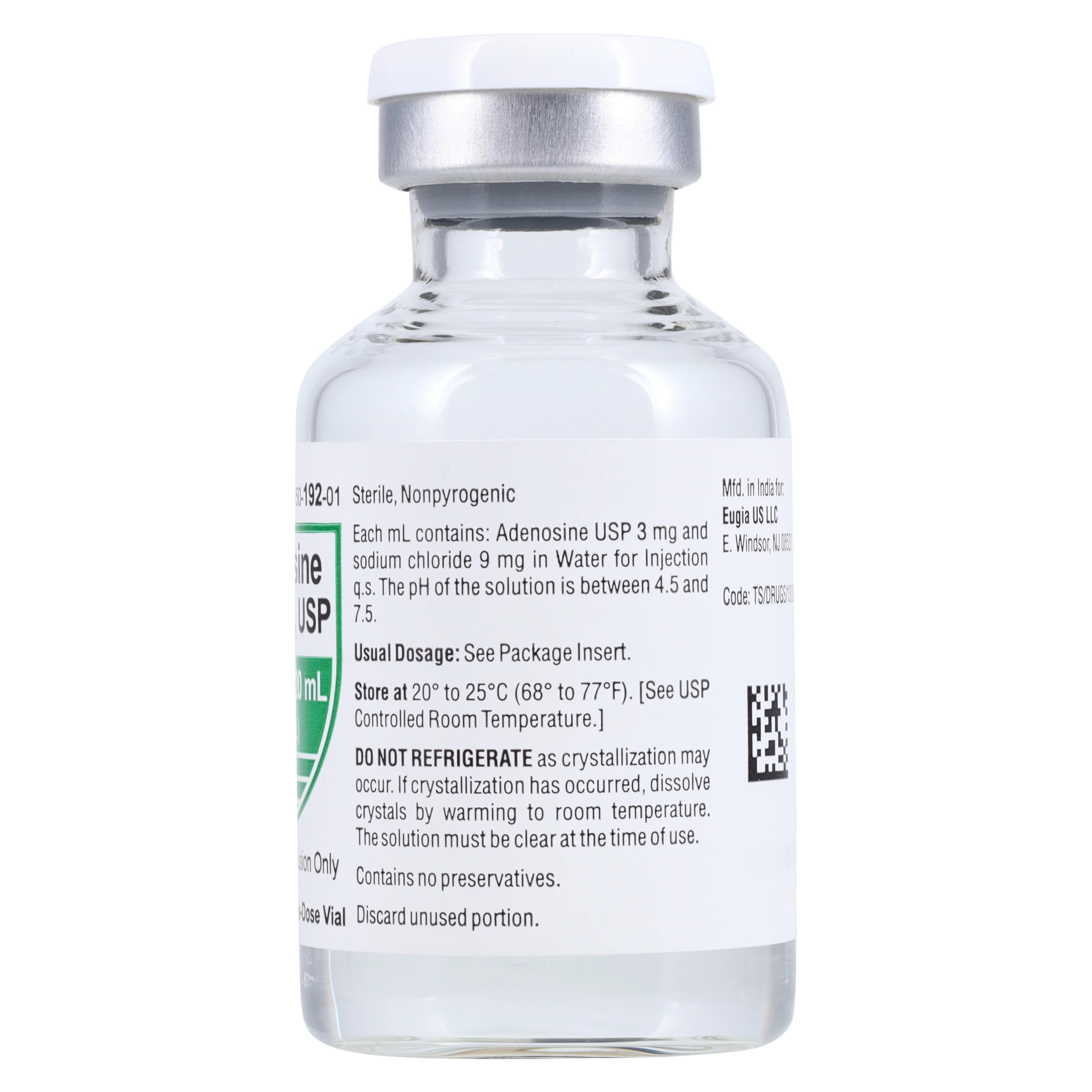 Adenosine Injection 3 mg/mL, Single-Dose Vial, 20 mL, Eugia US LLC thumbnail 3