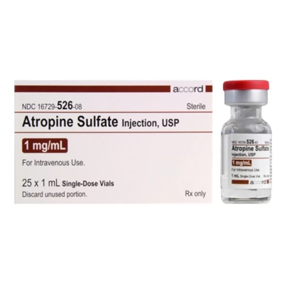 Atropine Sulfate Injection, 1 mg/mL, Single-Dose Vial, 1 mL, 25/Package - Atropine Sulfate Inj SDV 1mL - Image 1