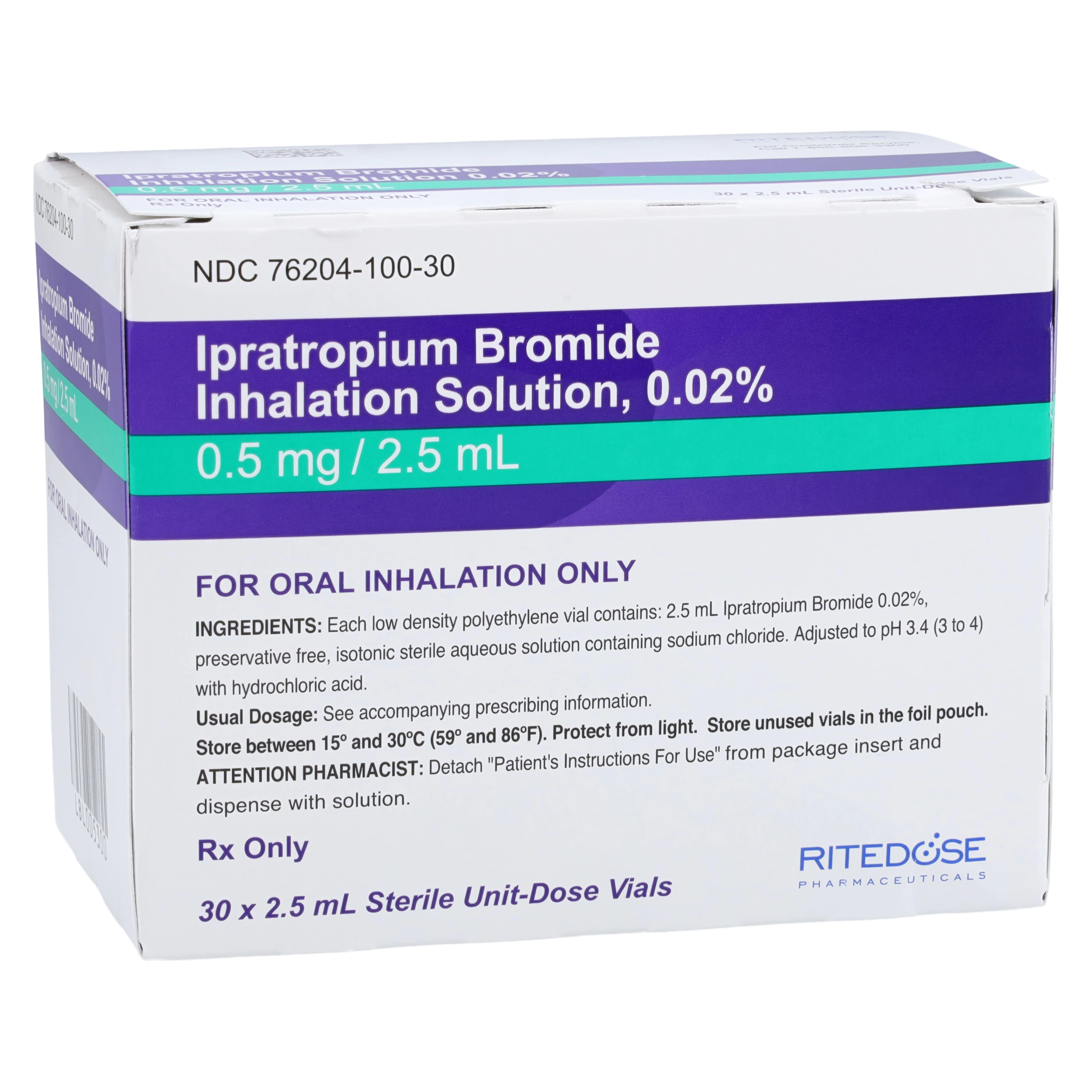 Ipratropium Bromide Inhalation Solution 0.02%, 2.5mL Vial, 30/Package - Ipratrop Brom Inhal Sol 2.5mL - Image 1