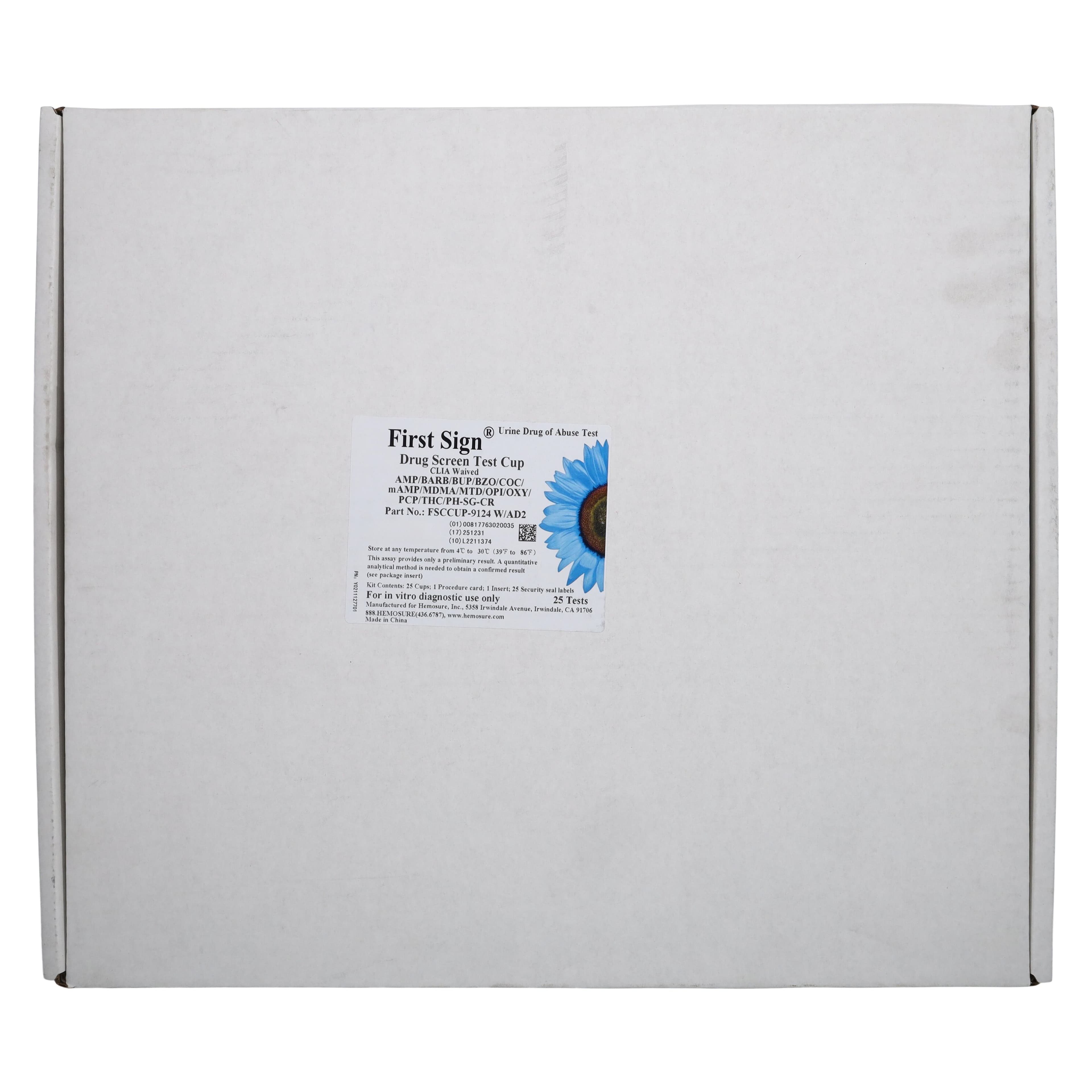 First Sign Cup Drug Screen, CLIA Waived, 12 Panel with 2 Adulterants, 25/Box thumbnail 2