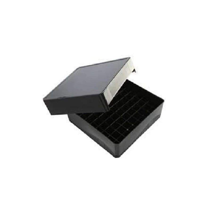 Heathrow Scientific 100-Well Hinged Microtube Storage Box, Autoclavable, Black, 14.1 x 15.1 x 5.7 cm, 5/Pk - 100Well Hinged MicrTb Strge Bx - Image 1