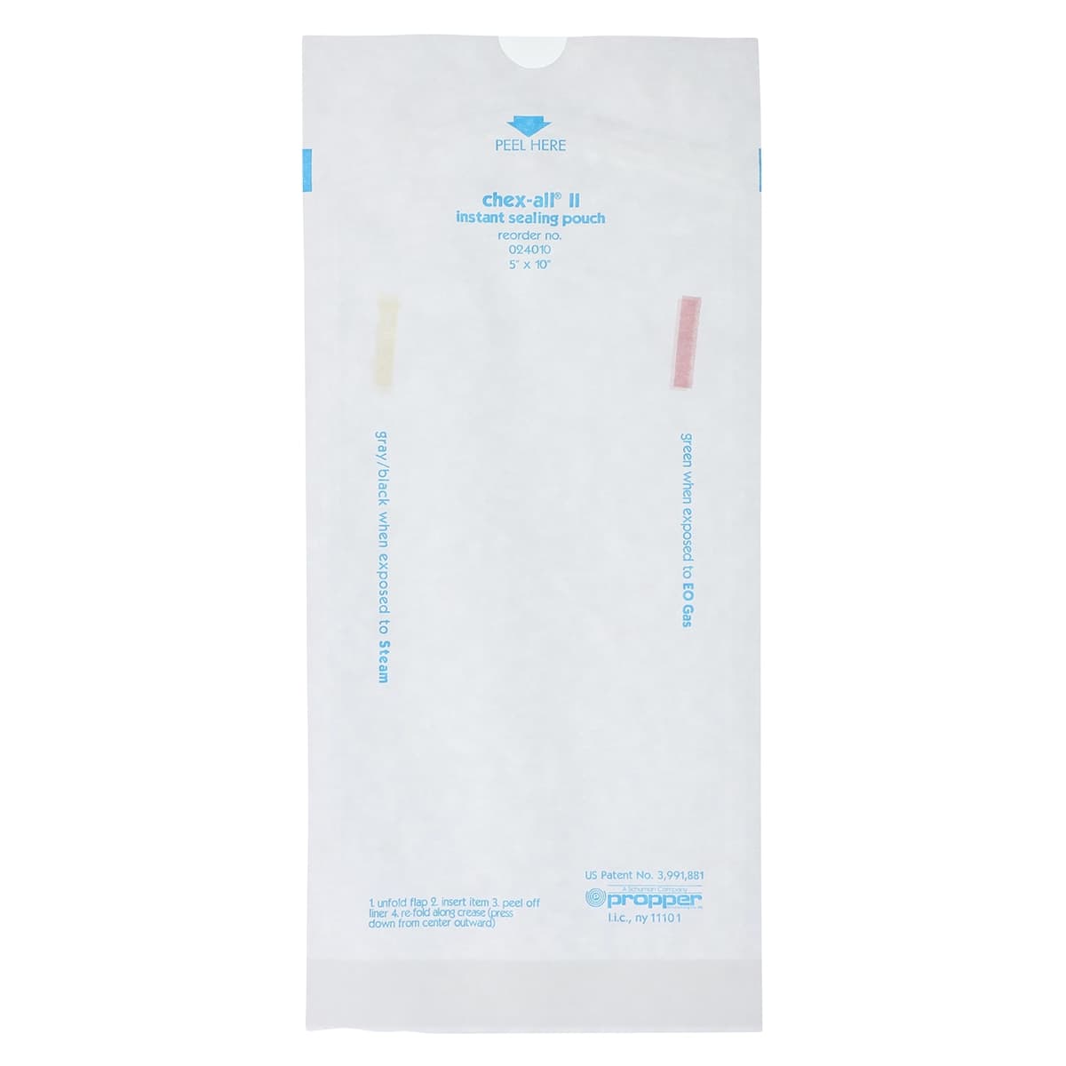 Propper Chex-All II Self-Sealing Sterilization Pouches, 5" x 10", 250/Box, 02401000 thumbnail 2
