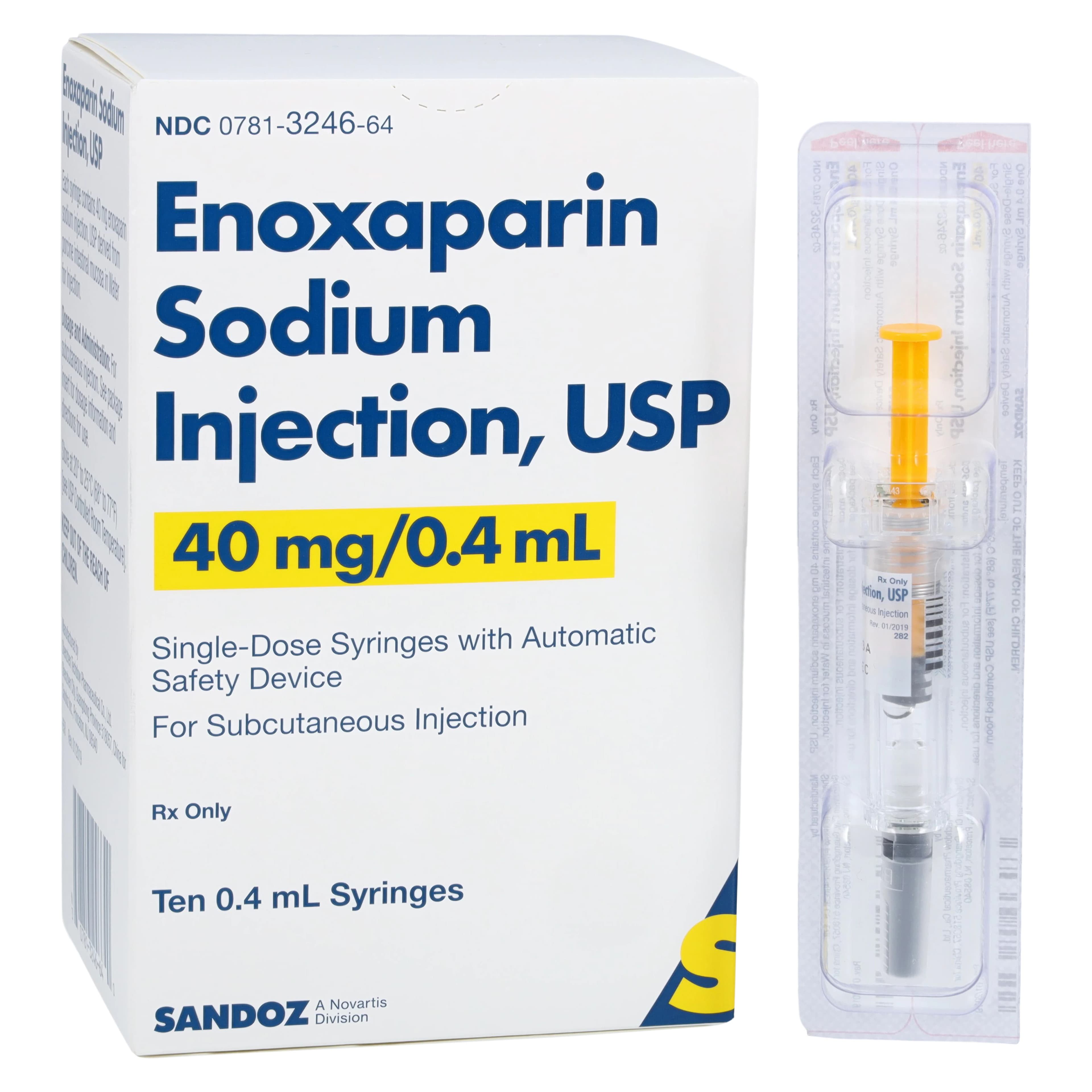 Enoxaparin Sodium Injection 40mg/0.4mL Prefilled Syringe, 10/Package (Sandoz) - Enoxaparin Sod Inj PF Syr .4mL - Image 1