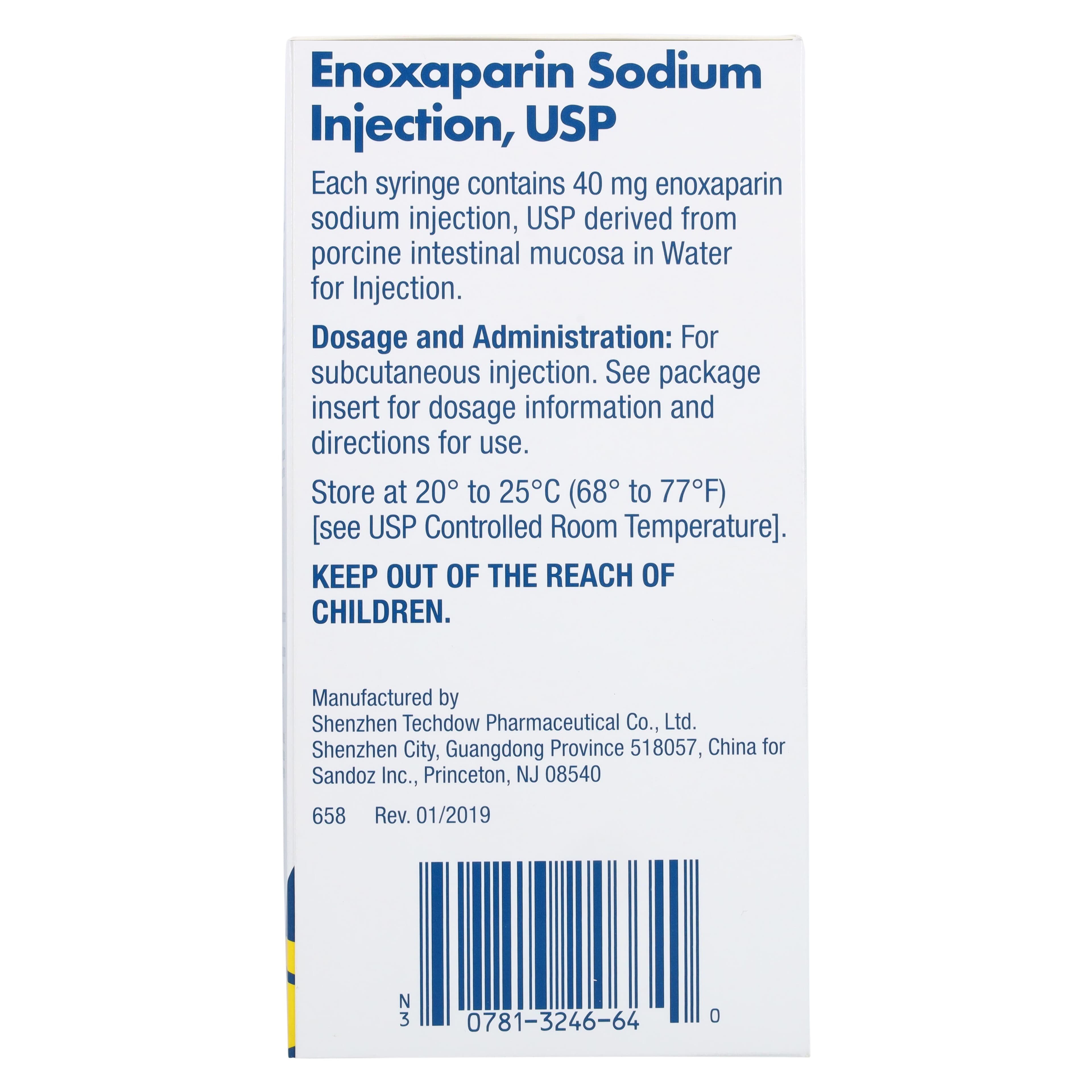 Enoxaparin Sodium Injection 40mg/0.4mL Prefilled Syringe, 10/Package (Sandoz) thumbnail 5