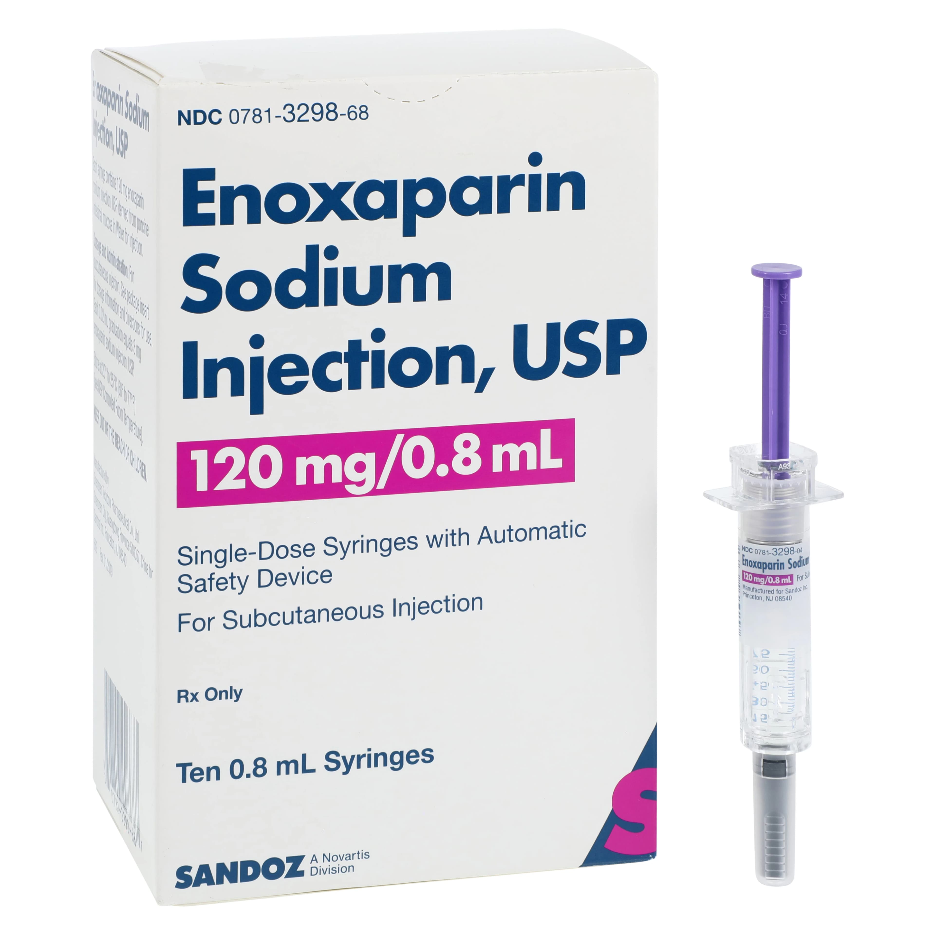 Enoxaparin Sodium Injection 120mg/0.8mL Prefilled Syringe, 10/Package (Sandoz) - Enoxaparin Sodium Inj Syringe - Image 1