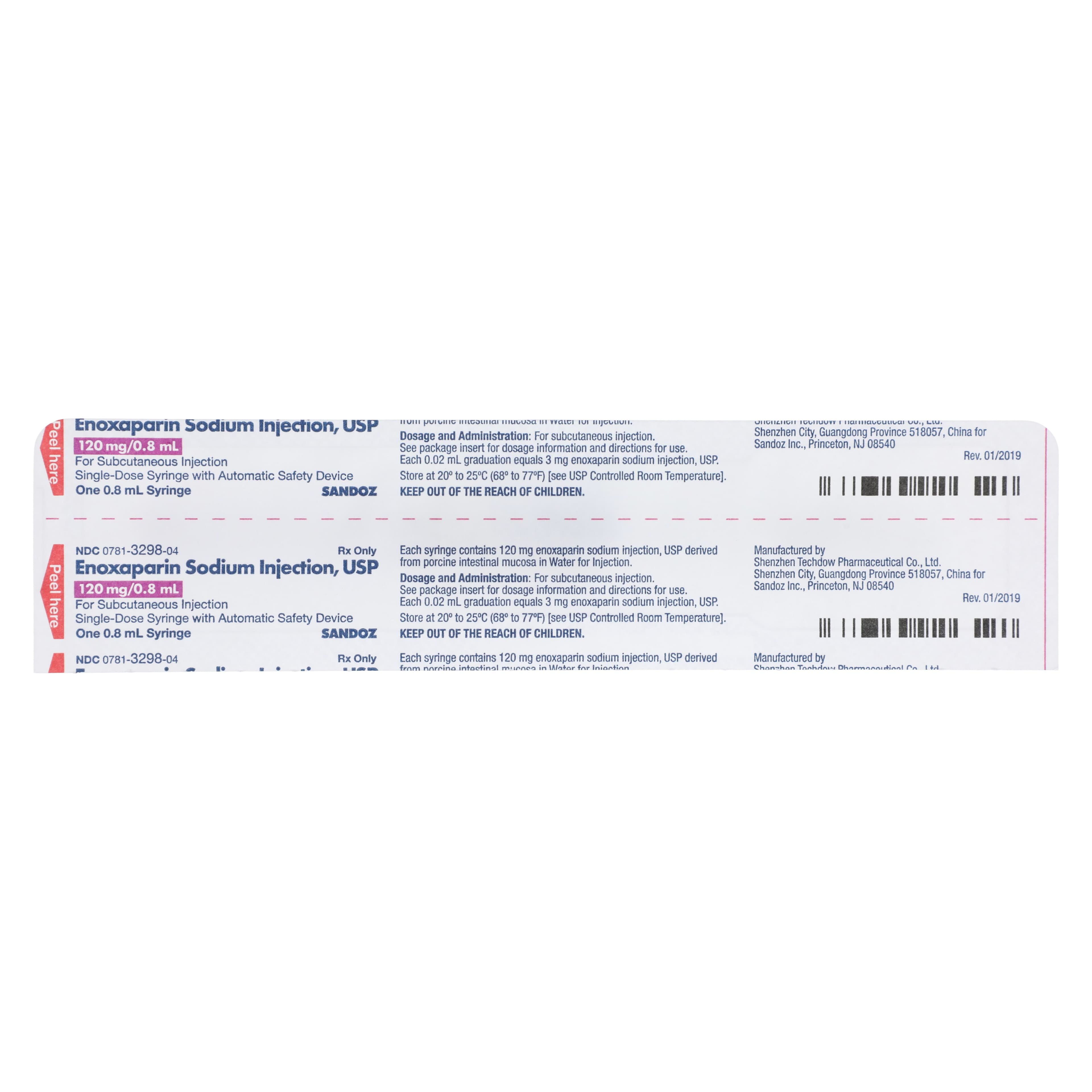 Enoxaparin Sodium Injection 120mg/0.8mL Prefilled Syringe, 10/Package (Sandoz) thumbnail 5