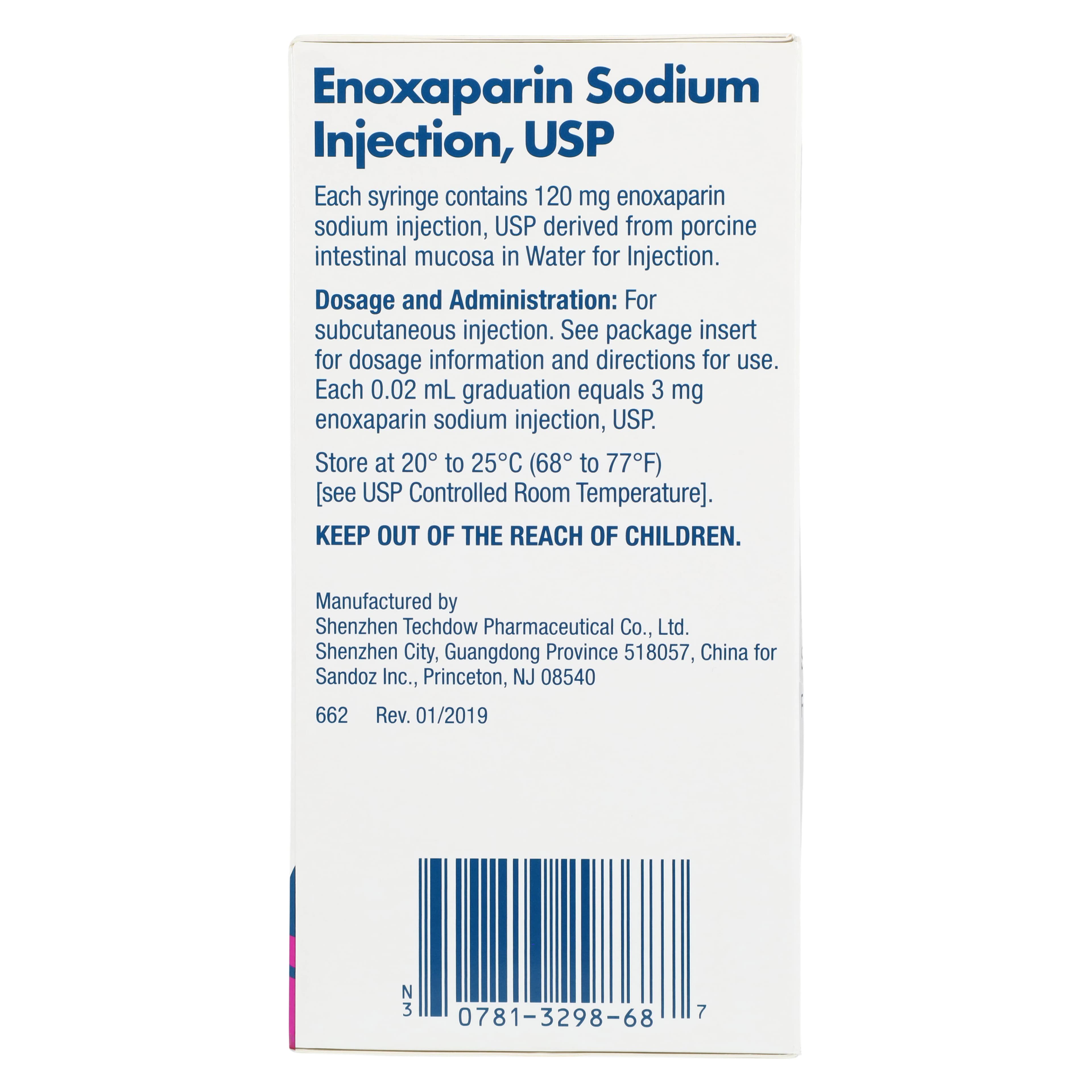 Enoxaparin Sodium Injection 120mg/0.8mL Prefilled Syringe, 10/Package (Sandoz) thumbnail 7