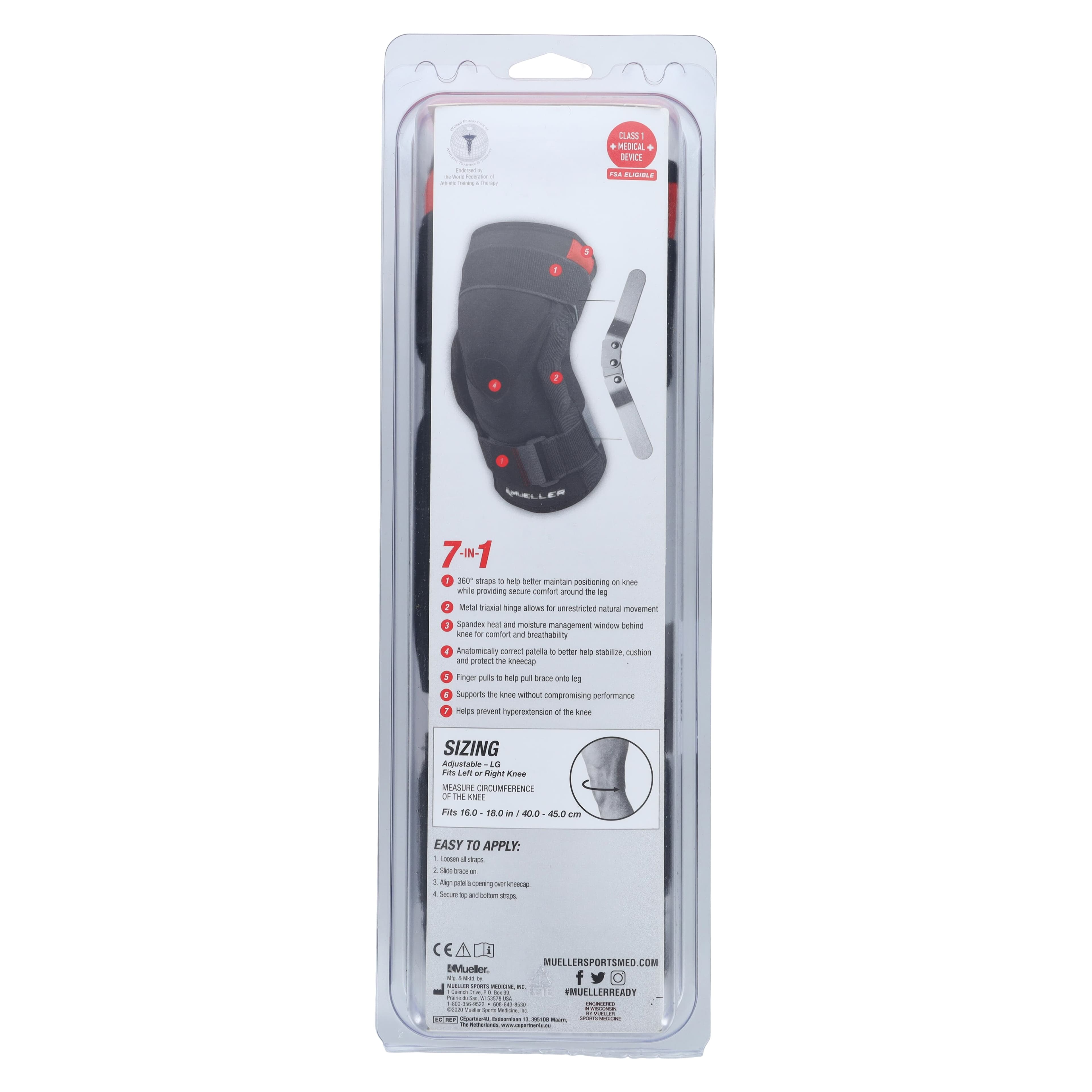 Mueller Sports Medicine Hinged Knee Brace, Neoprene, Adult Large (16-18"), Left/Right thumbnail 8