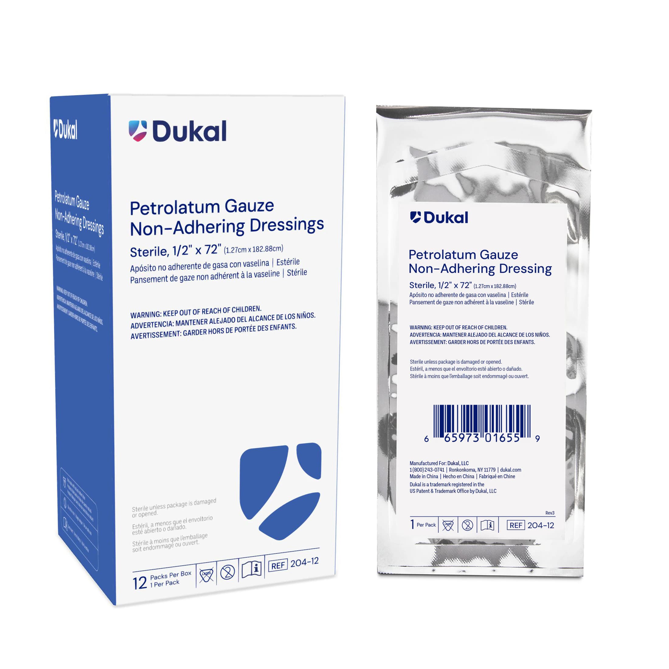 Dukal Petrolatum Gauze Dressing, 1/2" x 72", Sterile, Non-Adherent - Dressing Petrolatum Gauze - Image 1