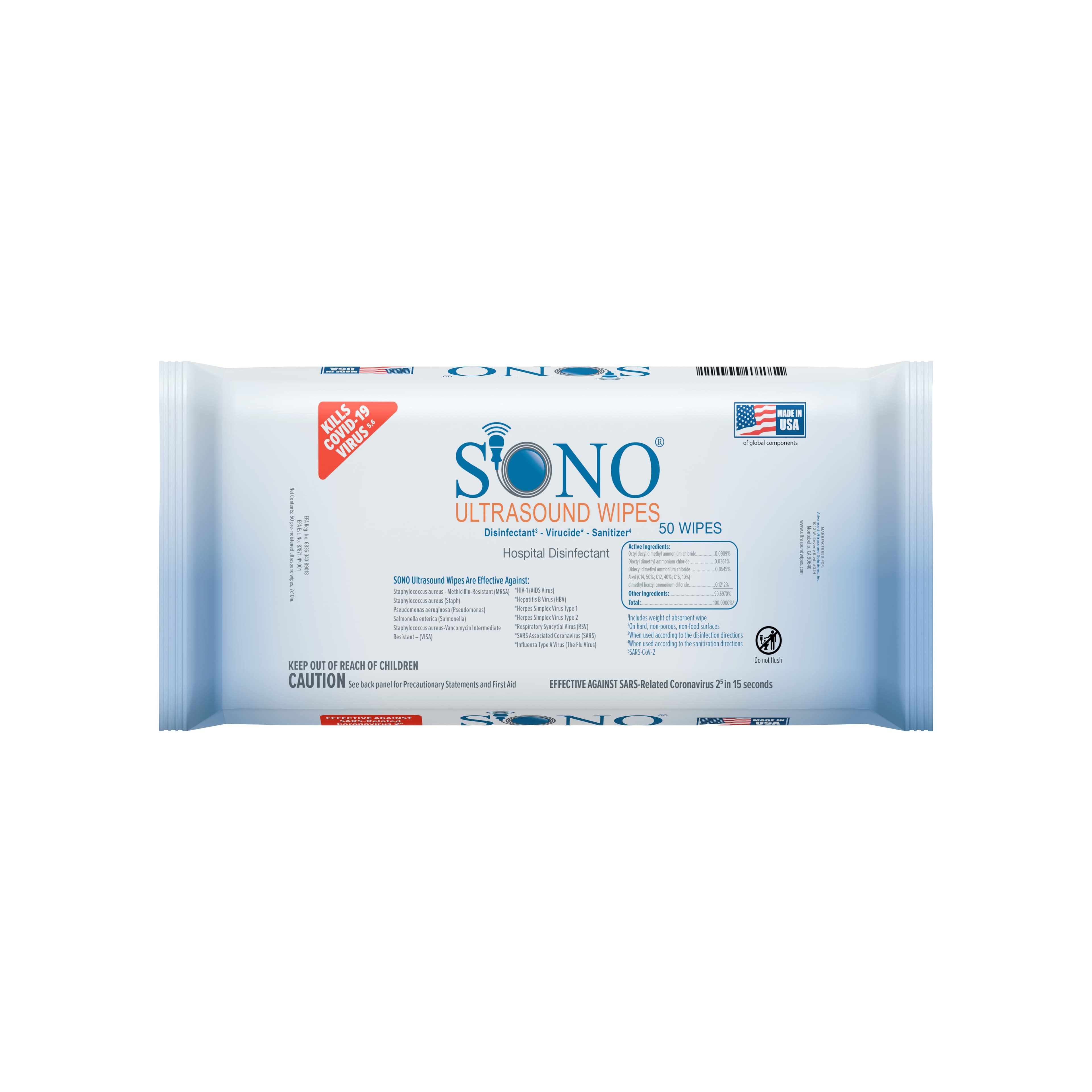 Sono Ultrasound Wipes, 80/Package - Wipes Ultrasound Sono - Image 1
