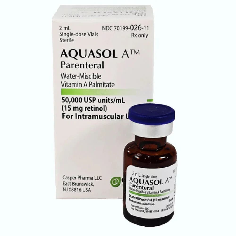 Aquasol-A (Vitamin A) Injection, 50,000 USP Units/mL, Single-Dose Vial, 2 mL - Aquasol-A (Vit-A) SDV Inj - Image 1