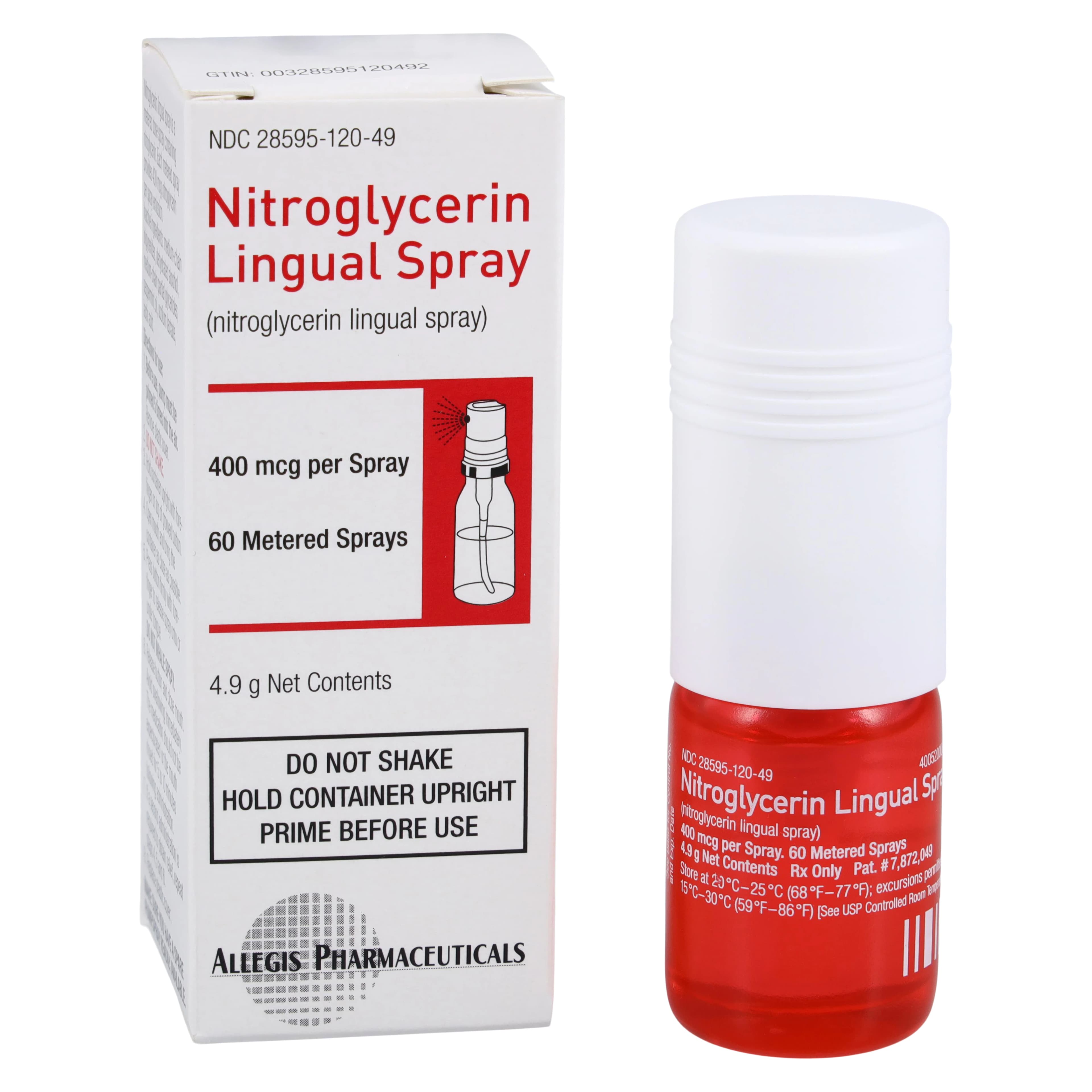 Nitroglycerin Lingual Spray 400mcg, 60 Sprays/Bottle - Nitroglycerin Lingual Spray 60 - Image 1