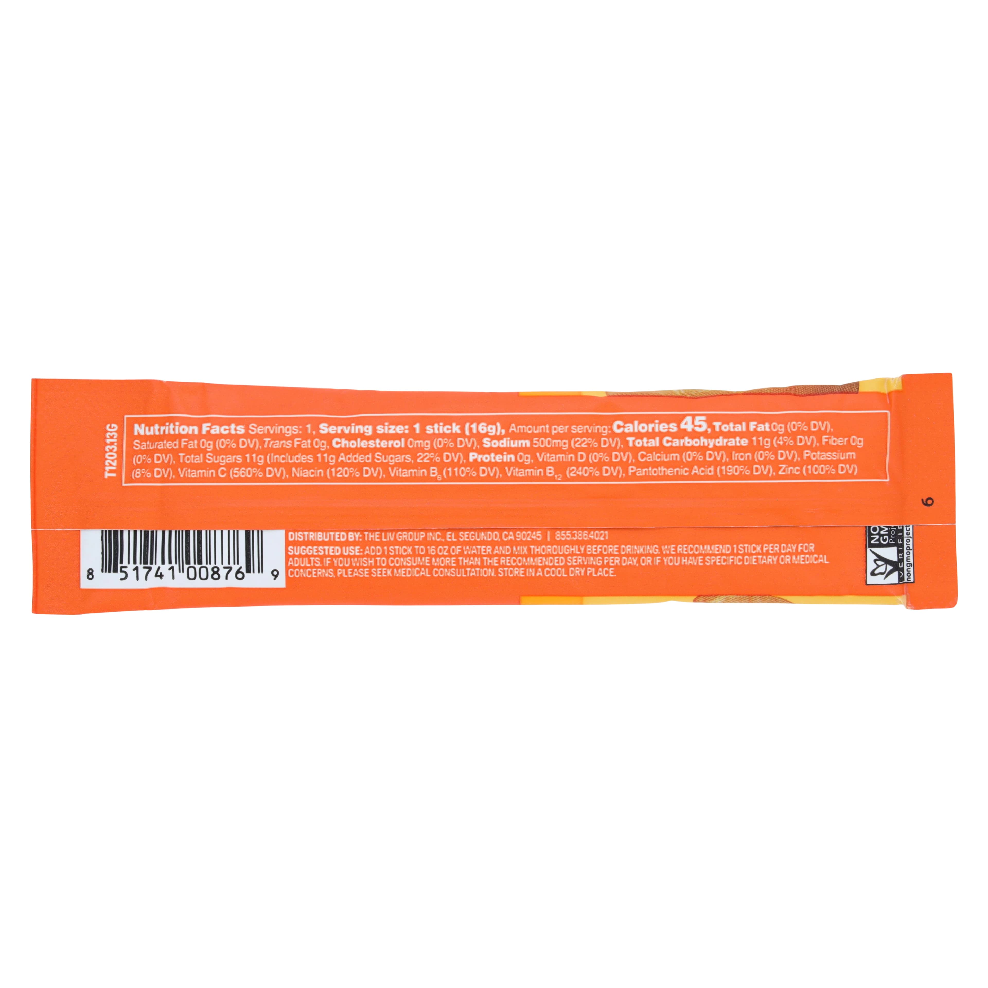 Liquid IV Immune Support Electrolyte Powder, Tangerine, 100 Packets/Case thumbnail 2