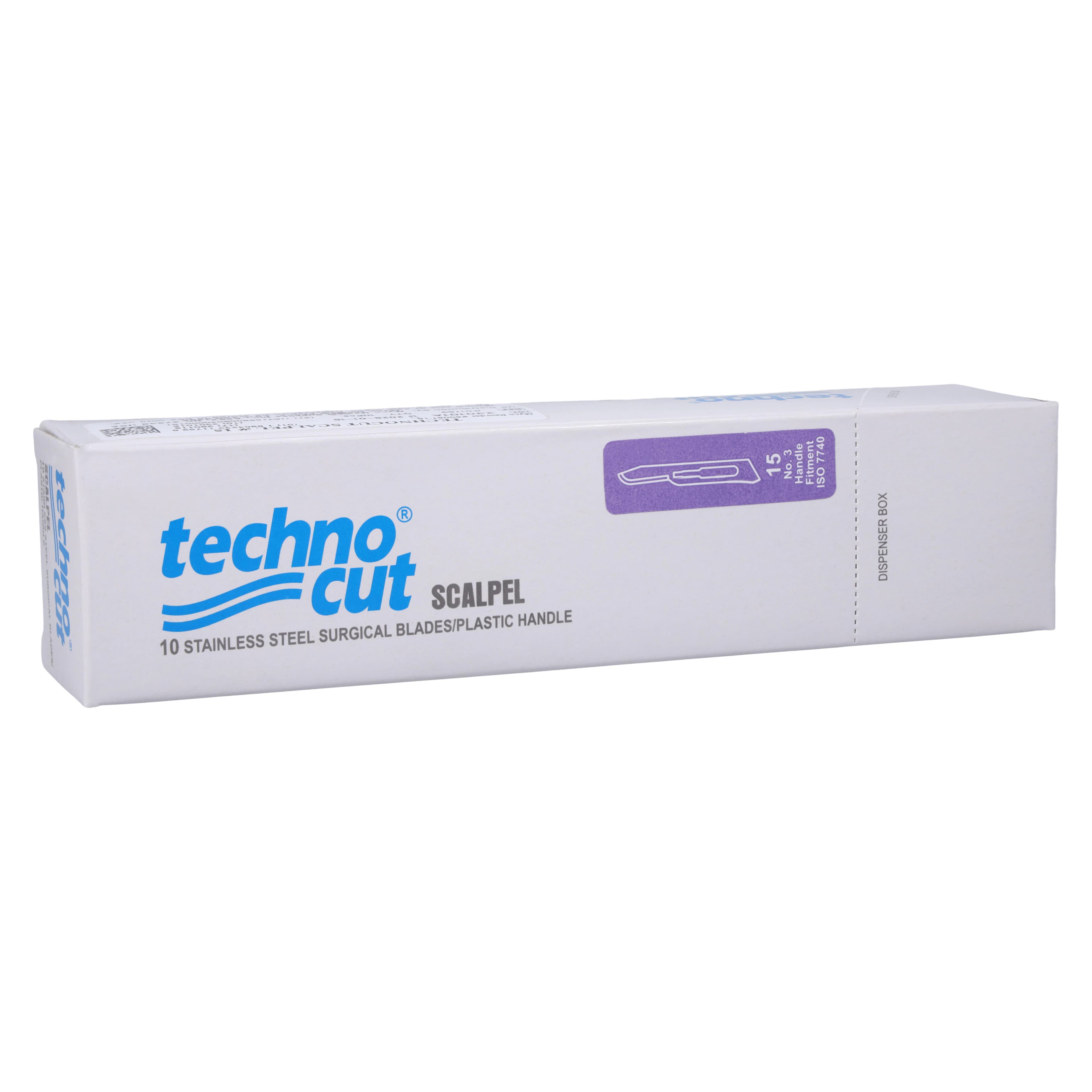 Myco Medical Technocut Sterile Disposable Scalpel, #15 Blade, Swiss Stainless Steel, 10/Box, 6008T-15 - Myco Medical - Technocut #15 Sterile, Disposable Scalpel, 10/Bx - Image 1