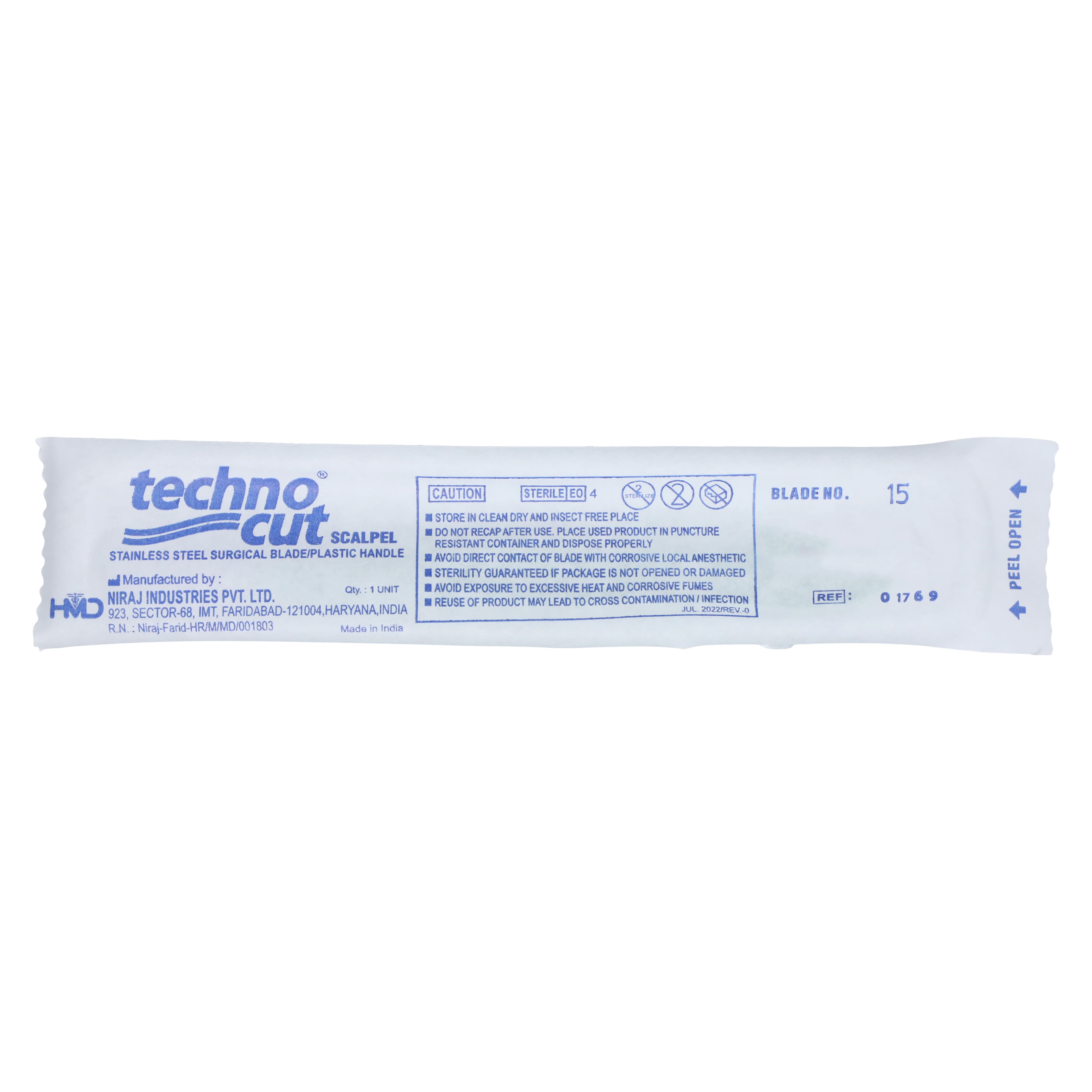 Myco Medical Technocut Sterile Disposable Scalpel, #15 Blade, Swiss Stainless Steel, 10/Box, 6008T-15 thumbnail 3