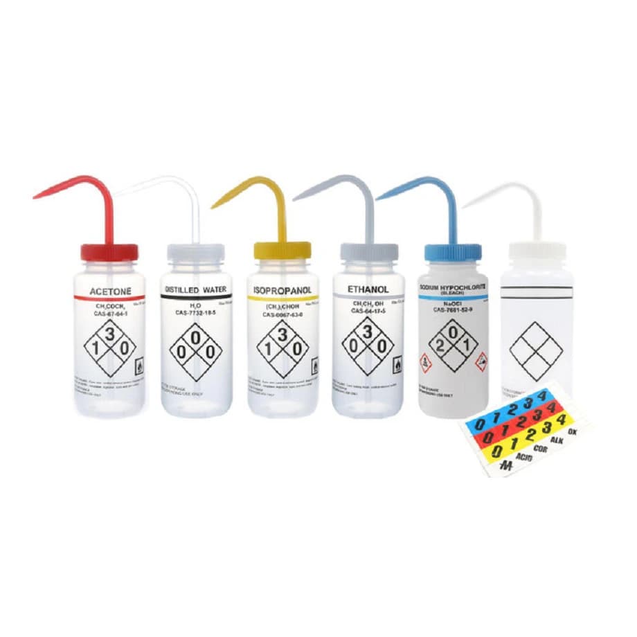 Heathrow Scientific Wide Mouth Wash Bottles, Assorted Colors, 500 mL, 6/Pack - Wash Bottles Wide Mouth 500mL - Image 1