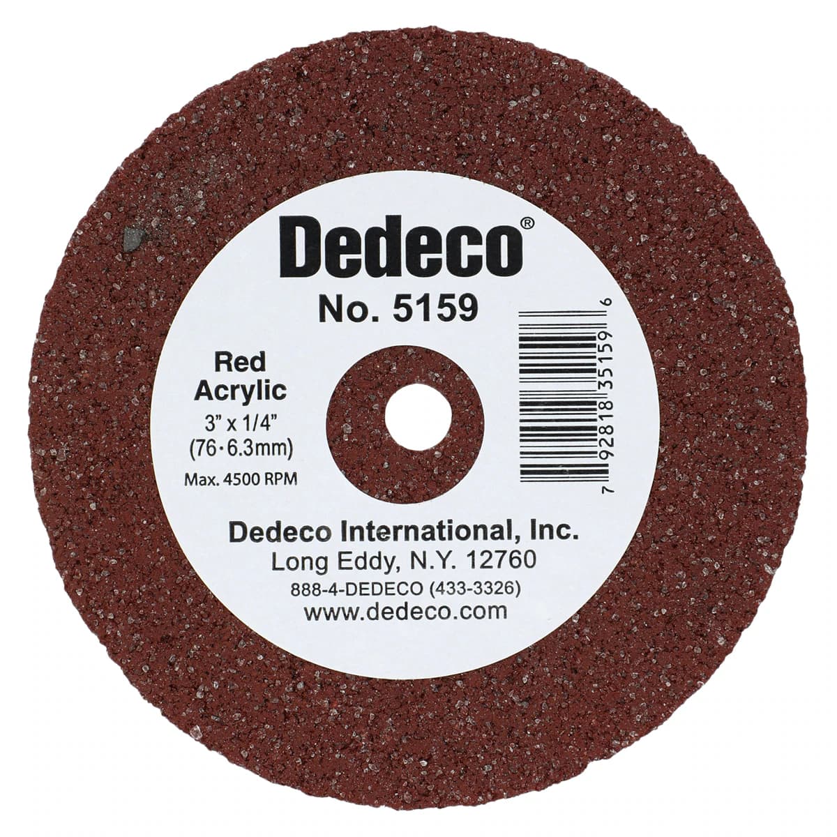 Dedeco Red Acrylic Lathe Wheel, 3" x 1/4", 1/Pkg, #5159 - Red Stone Lathe Wheel 1/Ea - Image 1