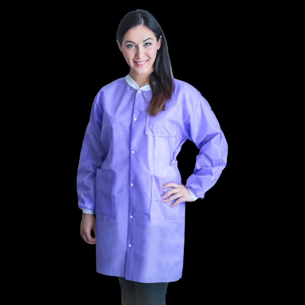 FitMe Lab Coat, Large, Purple, 10/Bag, UGC-6604-L - FitMe Lab Coats - Image 1