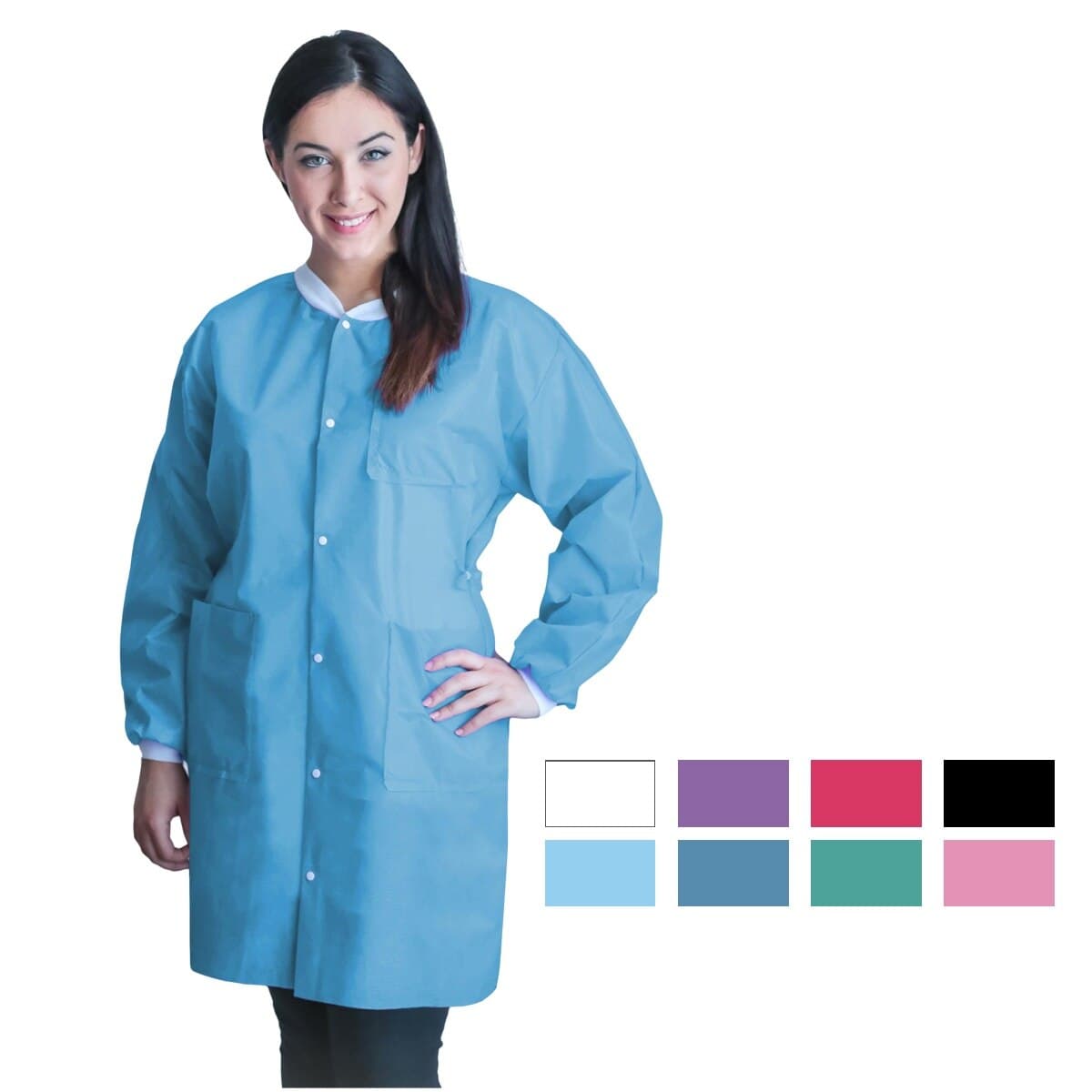 FitMe Lab Coat, Sky Blue, X-Large, 10/Pack, UGC-6601-XL thumbnail 2