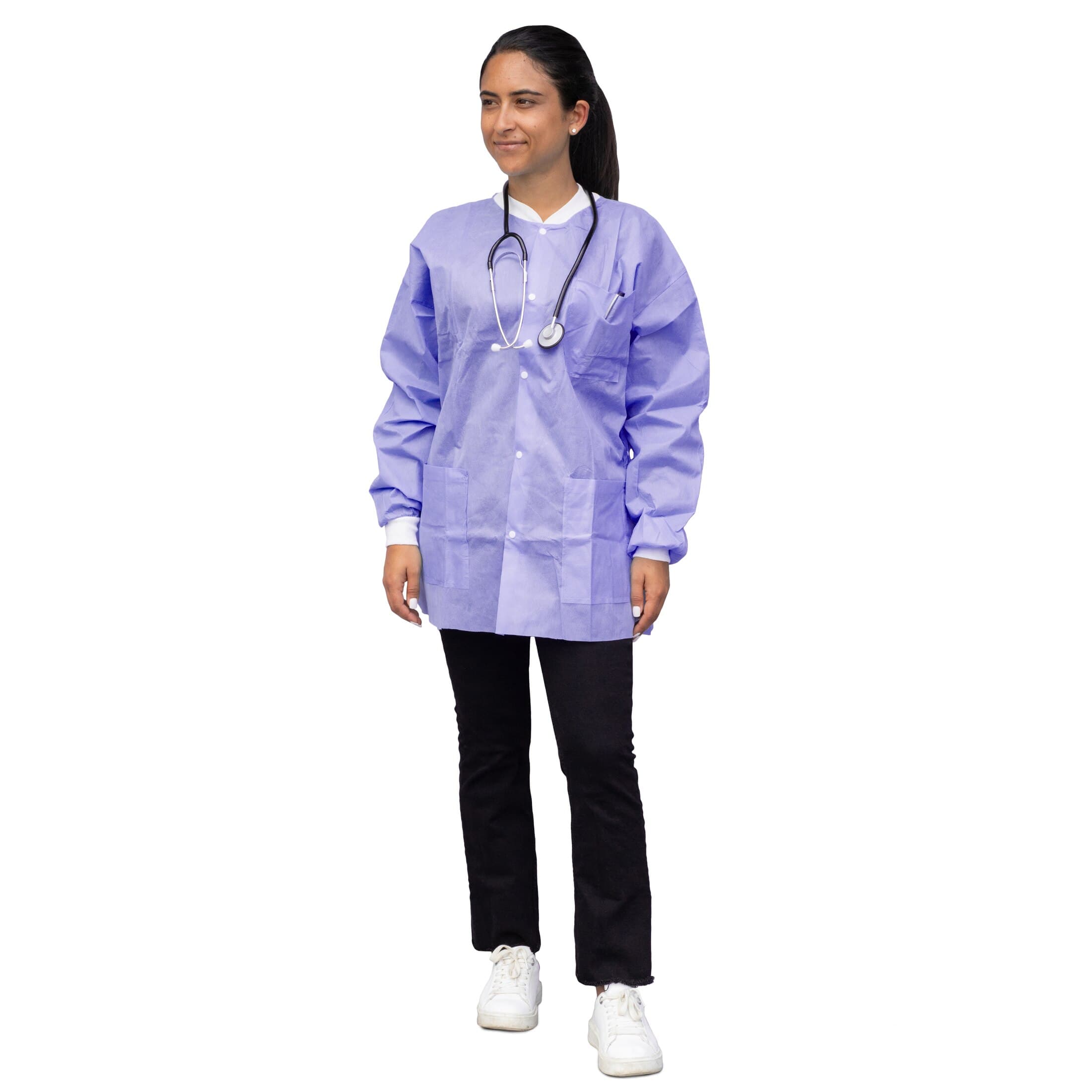 FitMe Disposable Lab Jacket, Purple, Small, 10/Bag, UGJ-6504-S thumbnail 5