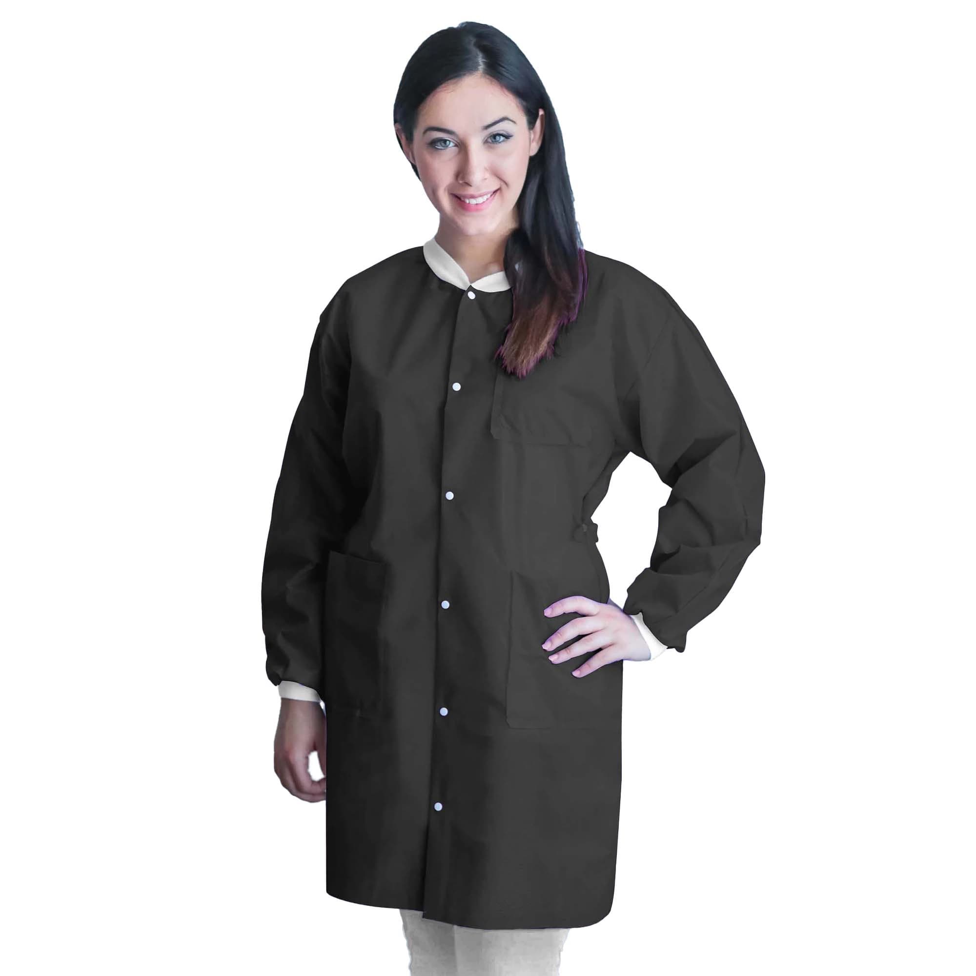 FitMe Disposable Lab Coat, Medium, Black, 10/Bag, UGC-6600-M - FitMe Lab Coats - Image 1