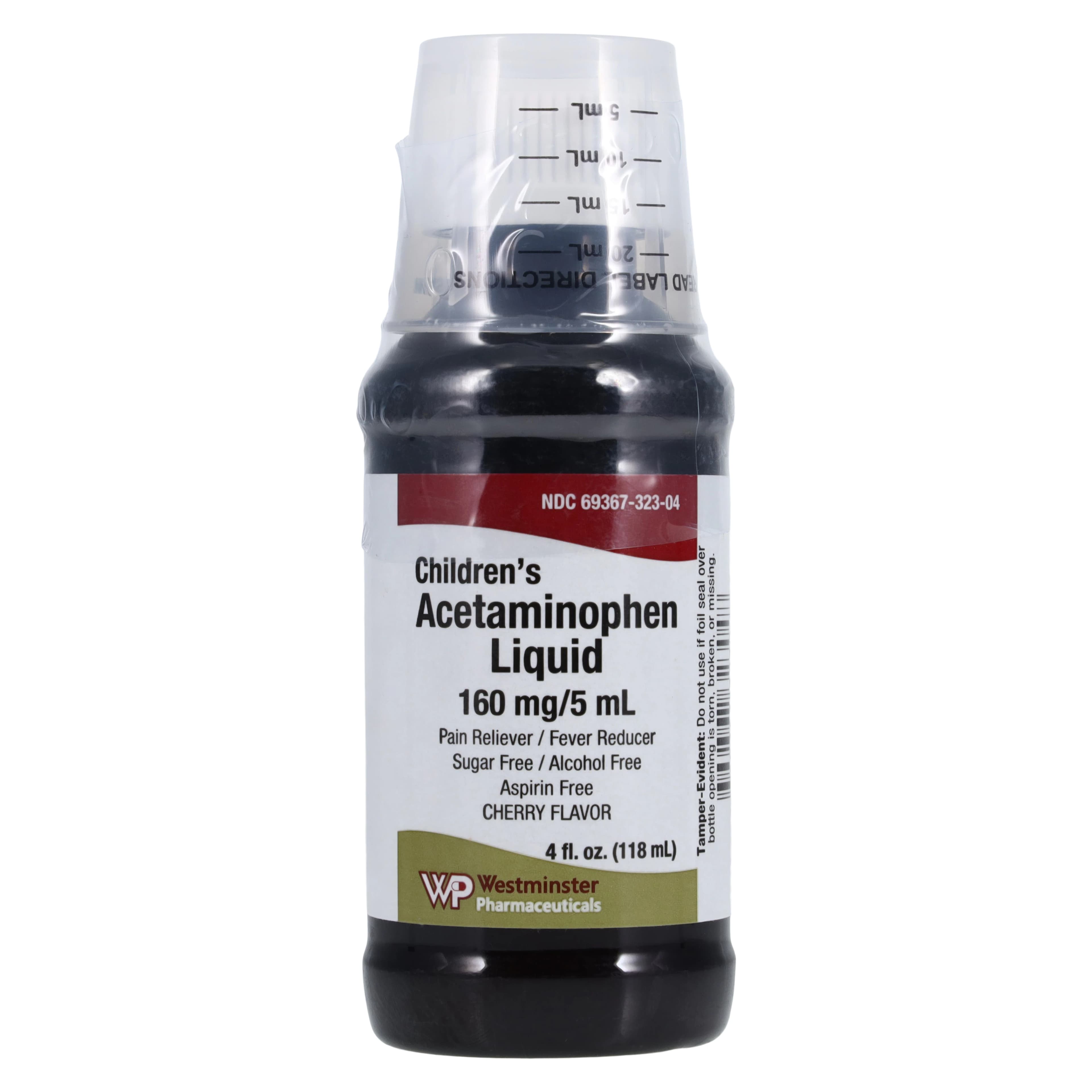 Acetaminophen Oral Liquid, Cherry Flavor, 160mg/5mL, 4oz Bottle - Acetaminophen Oral Liq Cherry - Image 1