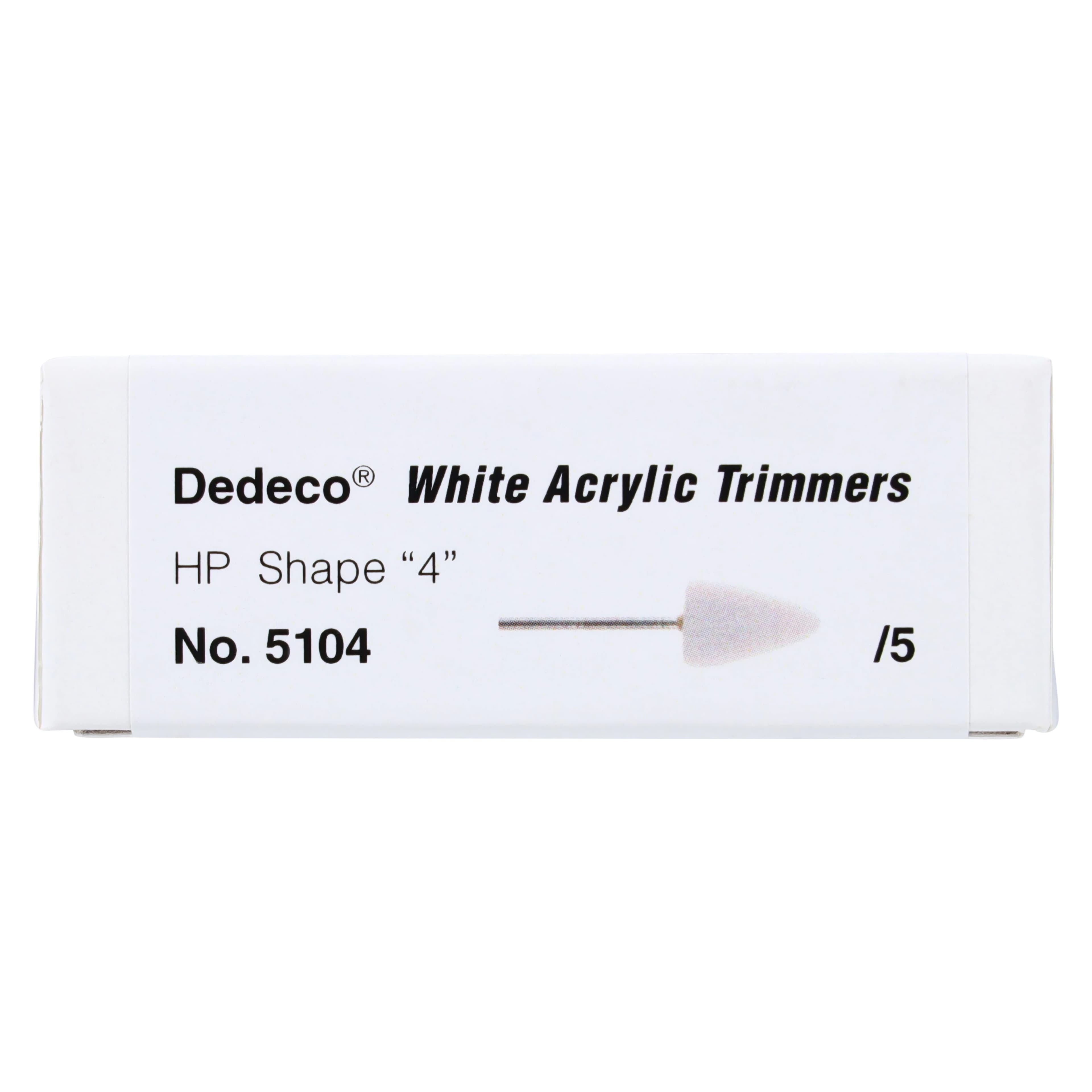 Dedeco Acrylic HP Trimmers, White, Shape #4, Medium Grit, 3/32" (2.35mm) Shank, 5/Box, 5104 thumbnail 2