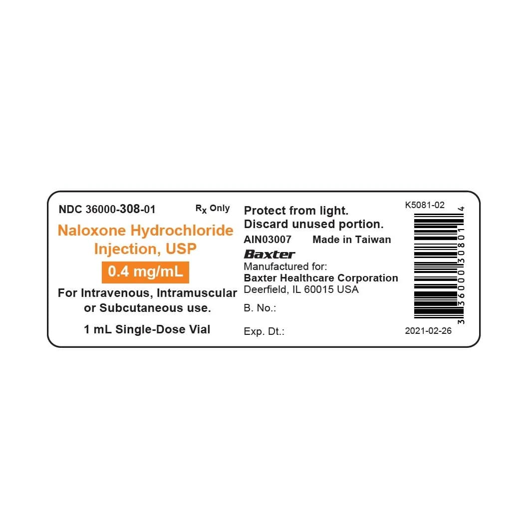 Naloxone HCl Injection SDV 1mL, 0.4mg/mL, 10/Package - Naloxone HCl Injection SDV 1mL - Image 1