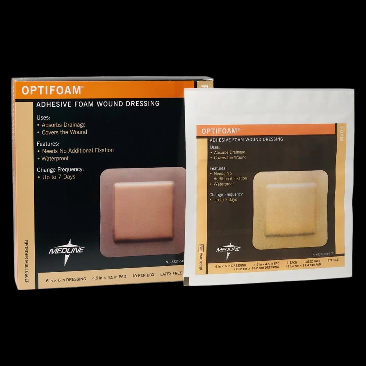 Medline Optifoam Adhesive Foam Wound Dressing, 6" x 6", Sterile, 10/Bx - Dressing Wound Foam Optifoam A - Image 1