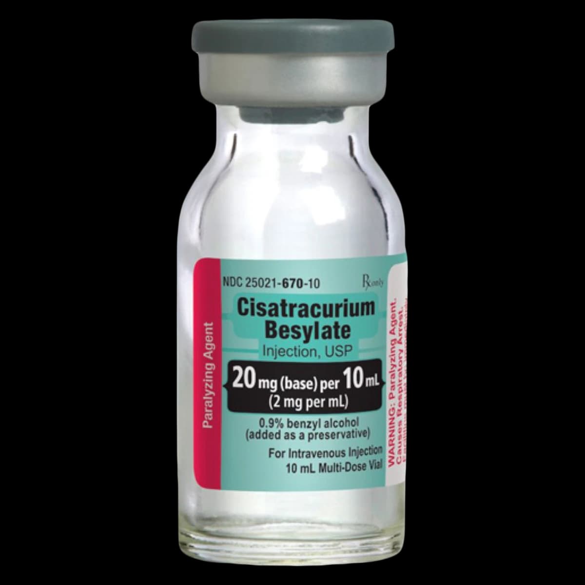 Cisatracurium Besylate Injection, 2 mg/mL, 10 mL Multiple-Dose Vial, 10/Package, Sagent Pharmaceuticals - Cisatracurium Besylate Inj MDV - Image 1