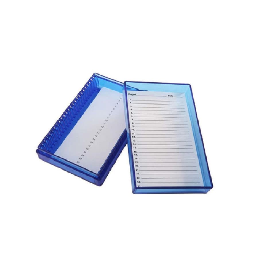 Heathrow Scientific Polycarbonate Microscope Slide Box, 25 Position, Blue - Slide Box Microscope Polycarb - Image 1
