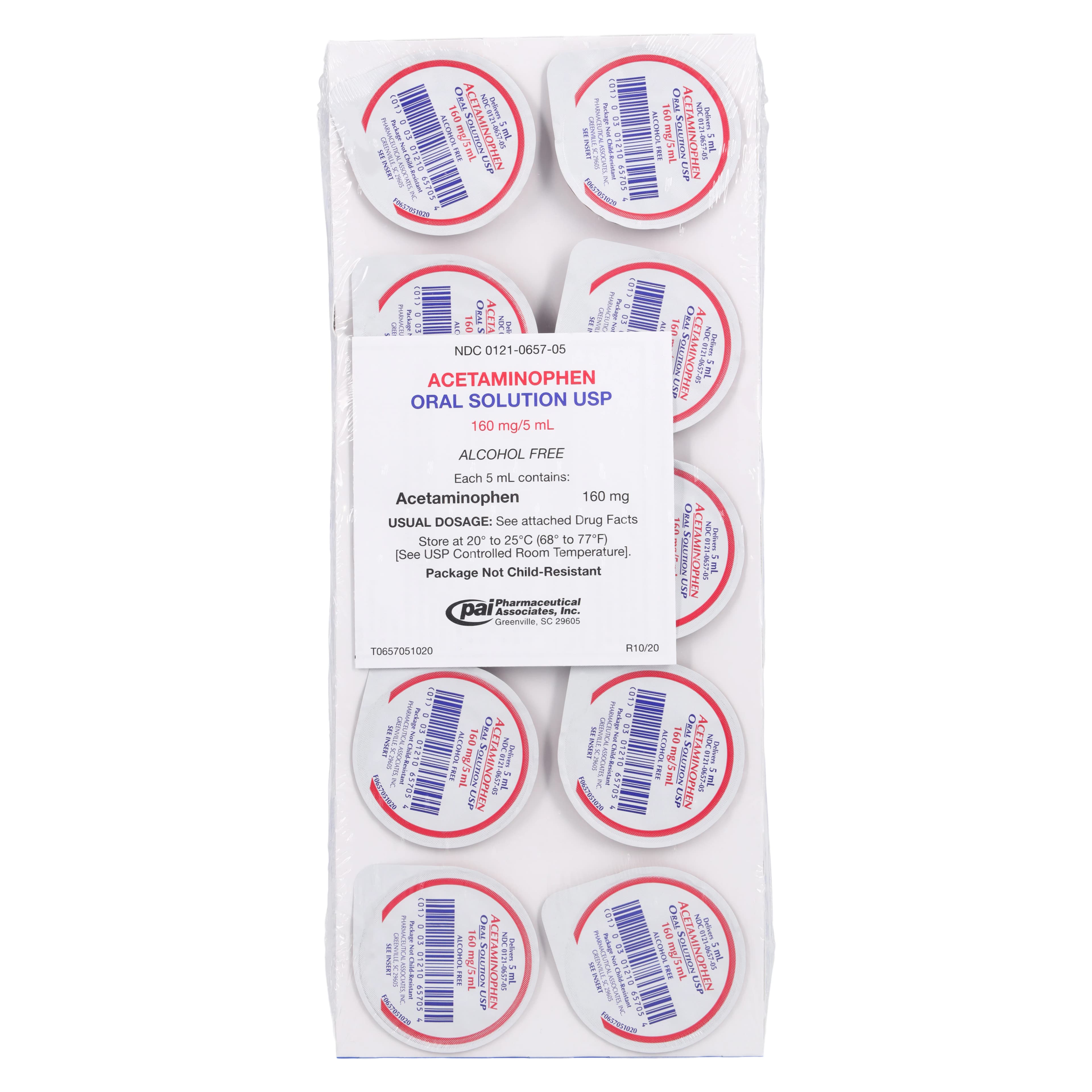 Acetaminophen Oral Solution 160mg/5mL, Cherry Flavor, Unit Dose, 5mL, 100/Case - Acetaminophen Oral Sol 5mL UD - Image 1