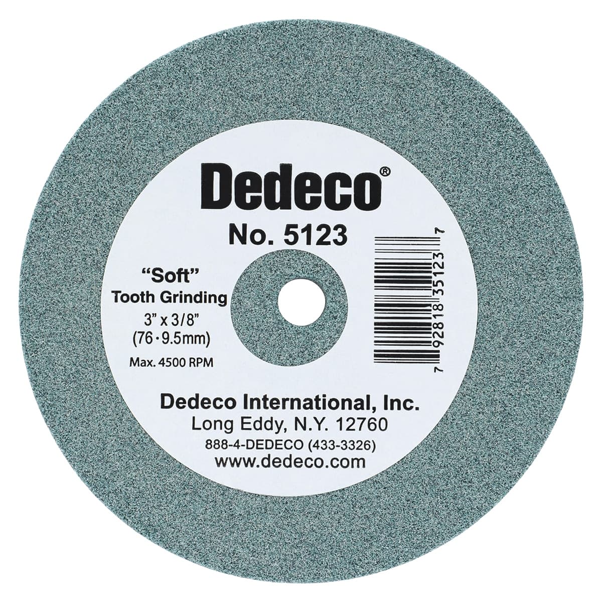 Dedeco Traditional Lathe Wheel, Green Soft, 3" x 3/8", 1/Pk, #5123 - LATHE WHEELS GREEN SOFT PORCELAIN 3x3/8 - Image 1
