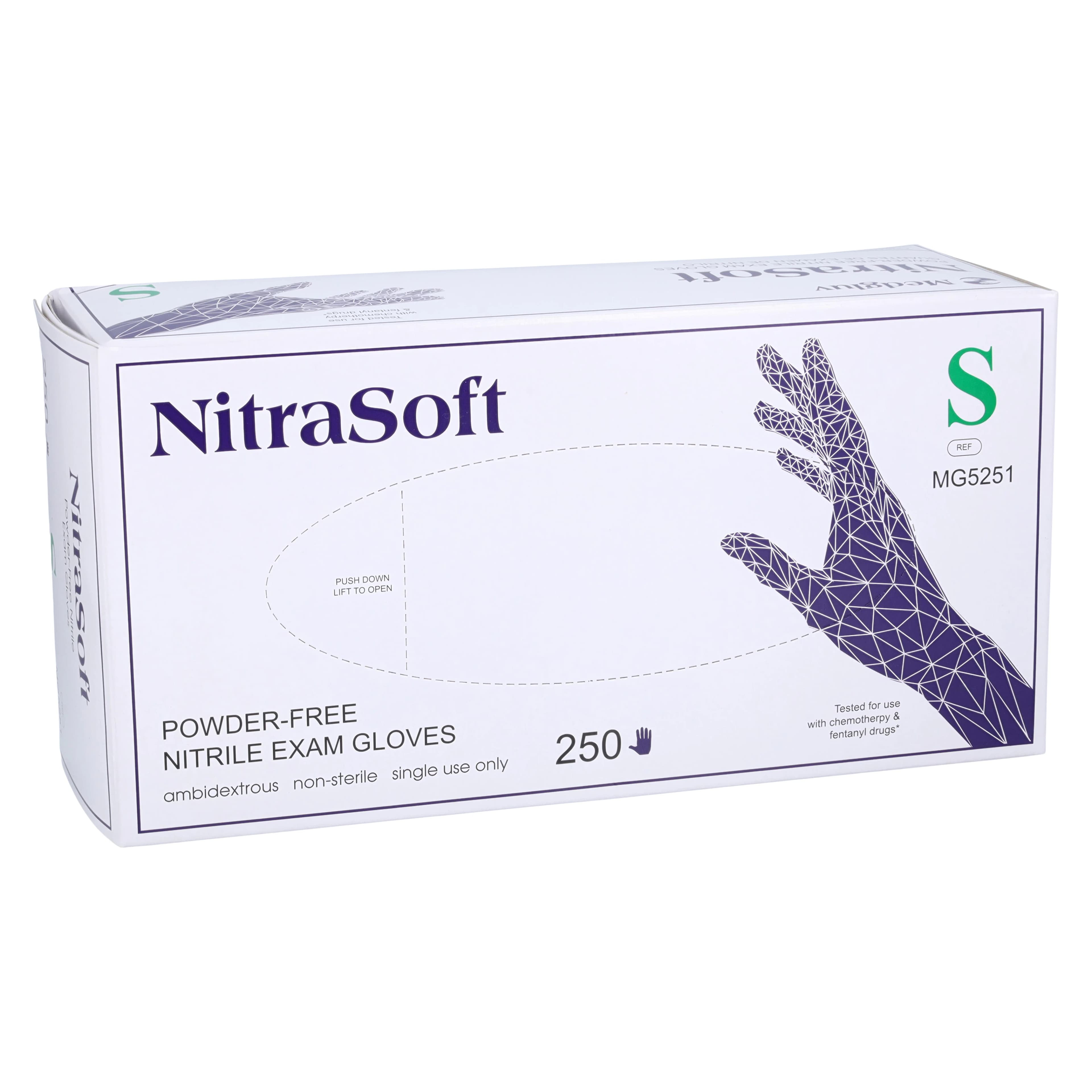 NitraSoft Nitrile Exam Gloves, Small, Cobalt Blue, Non-Sterile, 2500/Case thumbnail 3