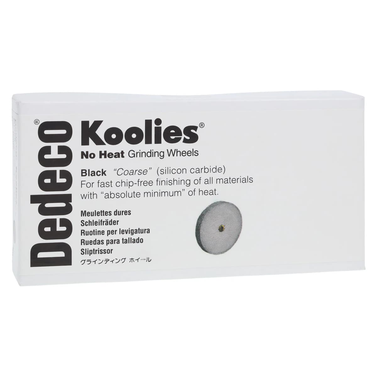 Dedeco Koolies Black #5 Coarse Grinding Wheels, 7/8" x 1/8", Silicon Carbide, 50/Box - Koolies Black Shape-5 7/8''X1/8'' 50/Bx - Image 1