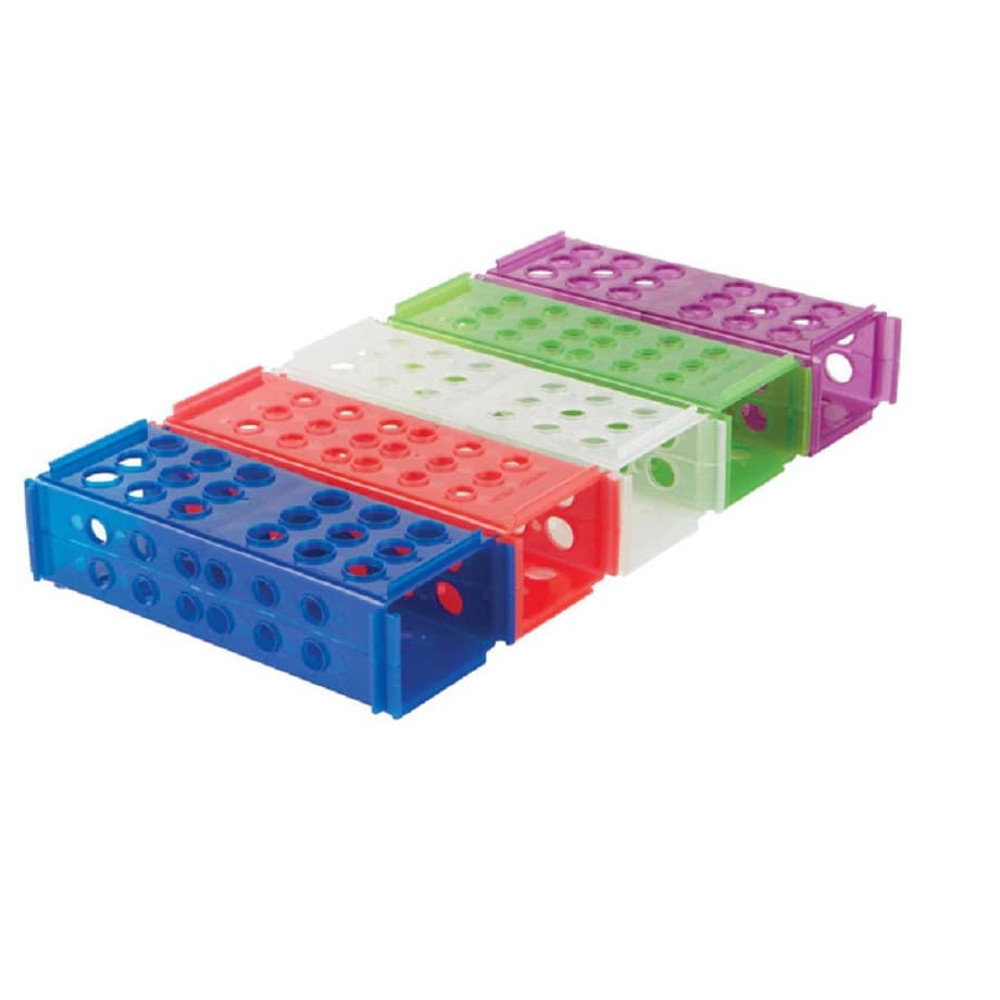 Heathrow Scientific Clinical 4-Way Test Tube Rack, 13/16mm, Assorted Colors, 5/Pack - Rack Clinical 4-Way 13/16mm Tb - Image 1