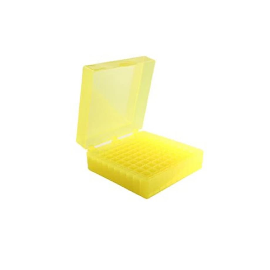 Heathrow Scientific Tube Storage Box, 100 Well, Yellow, 5/Pack - Storage Box Tube Yellow - Image 1