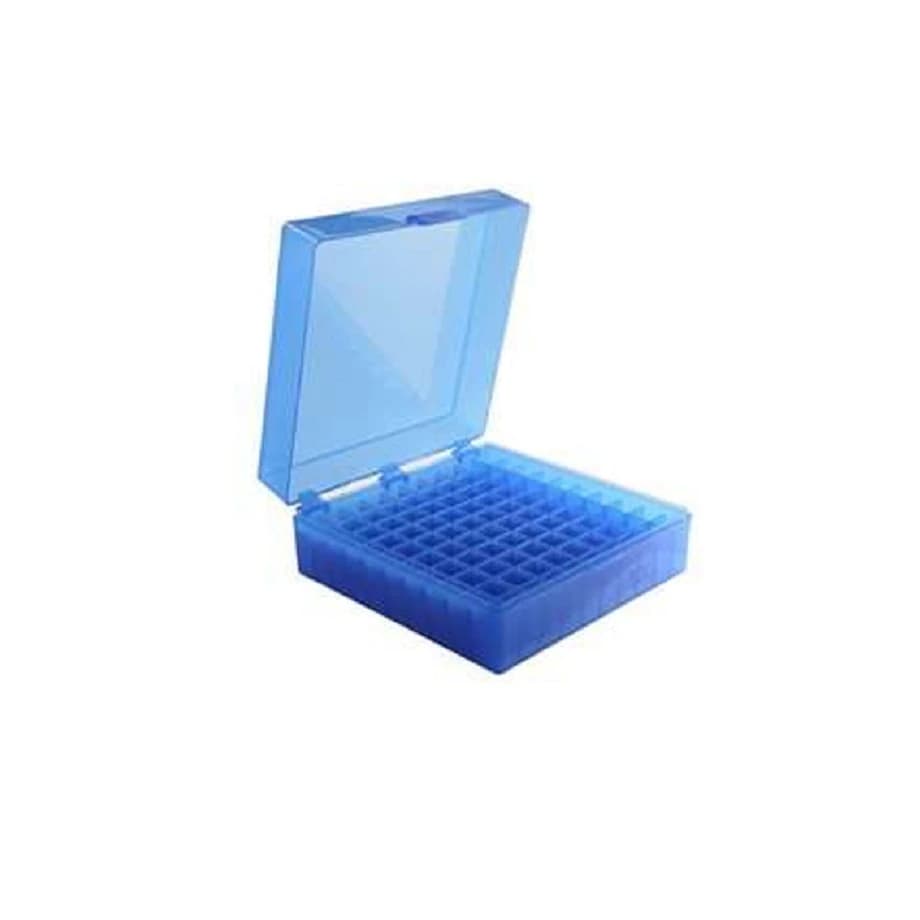 Heathrow Scientific Tube Storage Box, 100 Well, Blue, 5/Package - Storage Box 100 Well Blue - Image 1