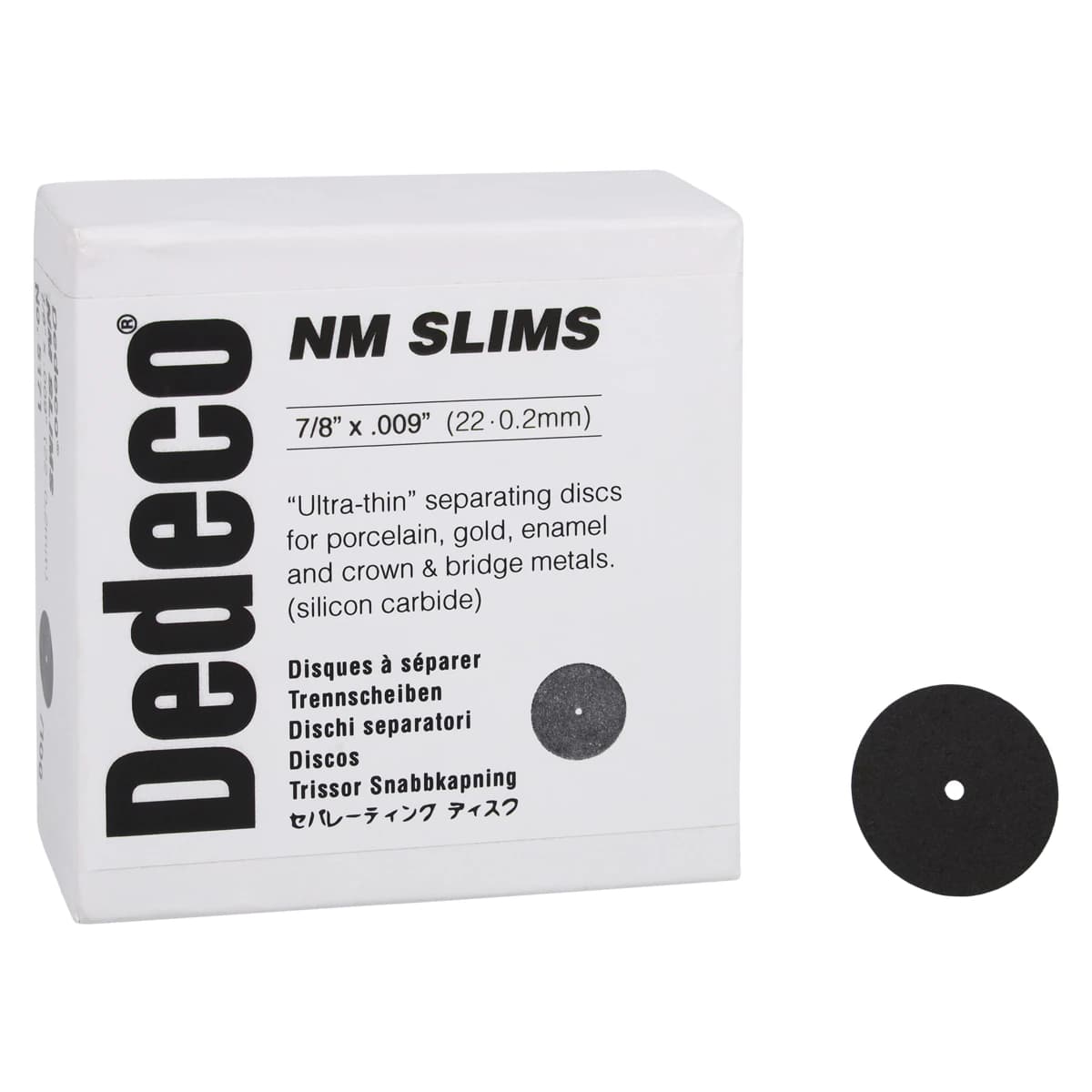 Dedeco NM Slims Ultra-Thin Silicon Carbide Separating Discs, 7/8" x 0.009", 100/Box, 5171 - NM Slims 7/8''X.009'' 100/Bx - Image 1