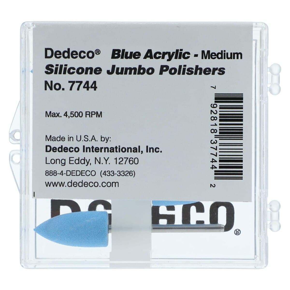 Dedeco Silicone Jumbos Acrylic Polisher, Shape D, Light Blue, Medium Grit, HP 3/32" Shank, 5/Box thumbnail 3