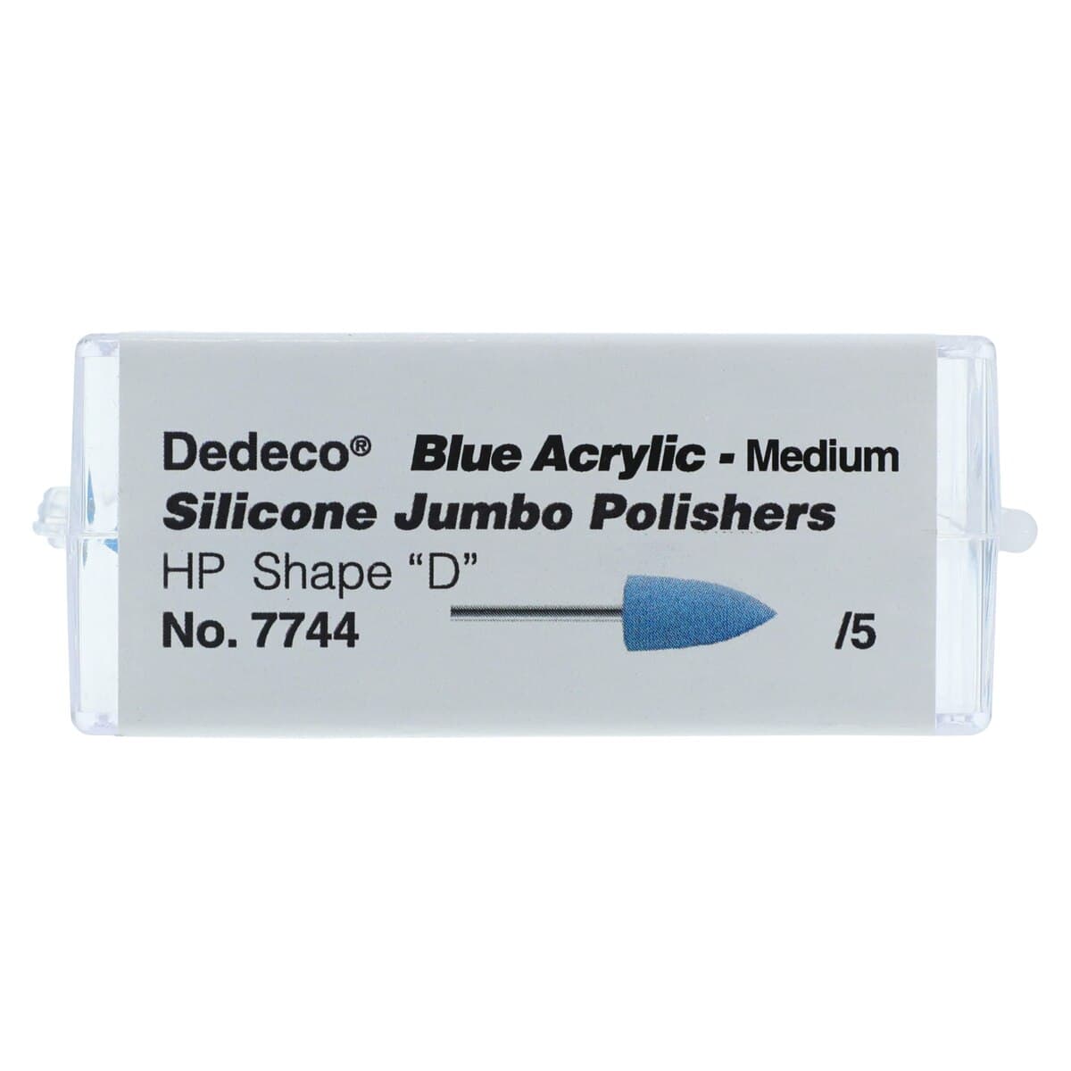 Dedeco Silicone Jumbos Acrylic Polisher, Shape D, Light Blue, Medium Grit, HP 3/32" Shank, 5/Box thumbnail 2