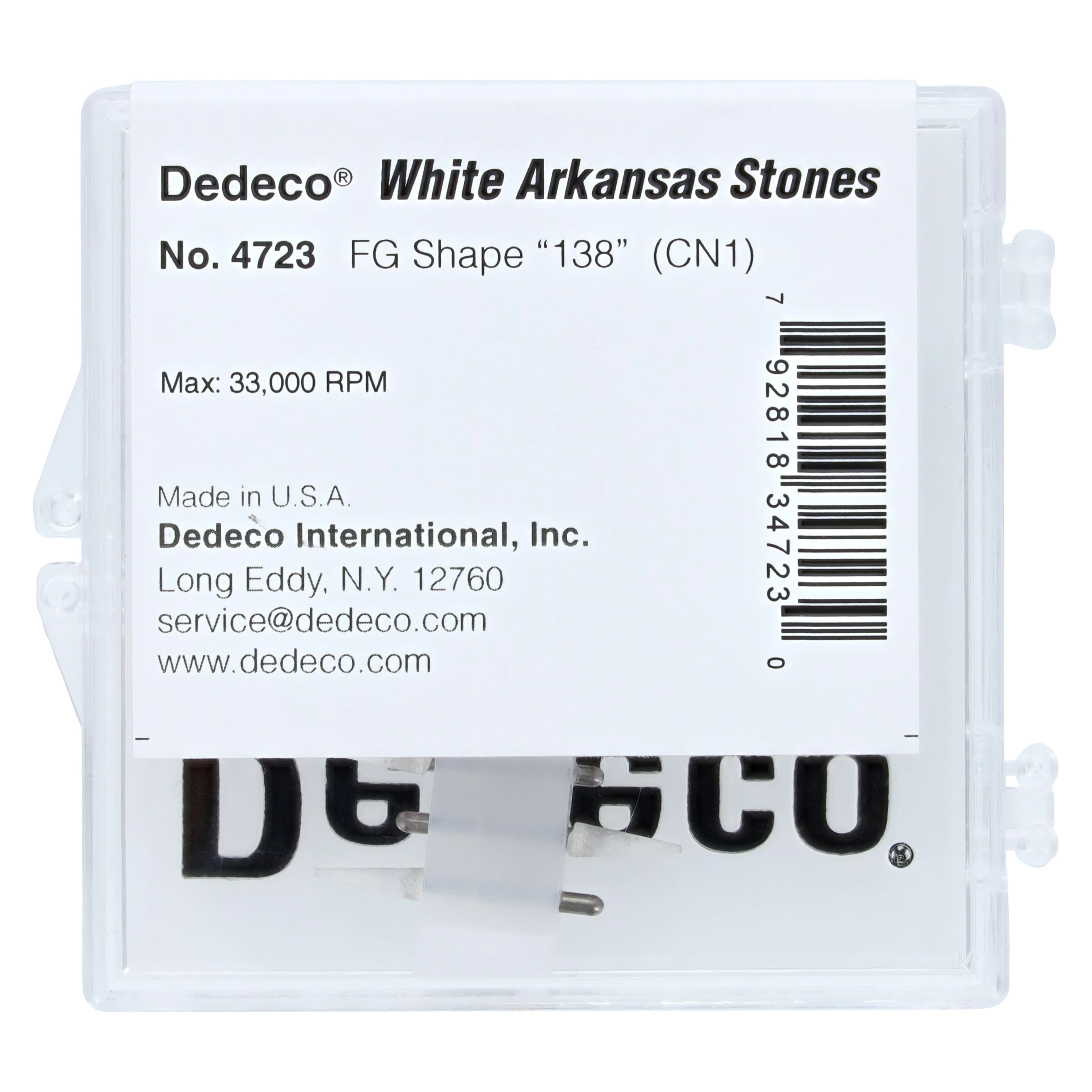 Dedeco White Arkansas Stone, FG (Friction Grip) 1/16" Shank, Shape 138 (CN1) Tapered Pointed Cone, Aluminum Oxide, 12/Box, 4723 thumbnail 4