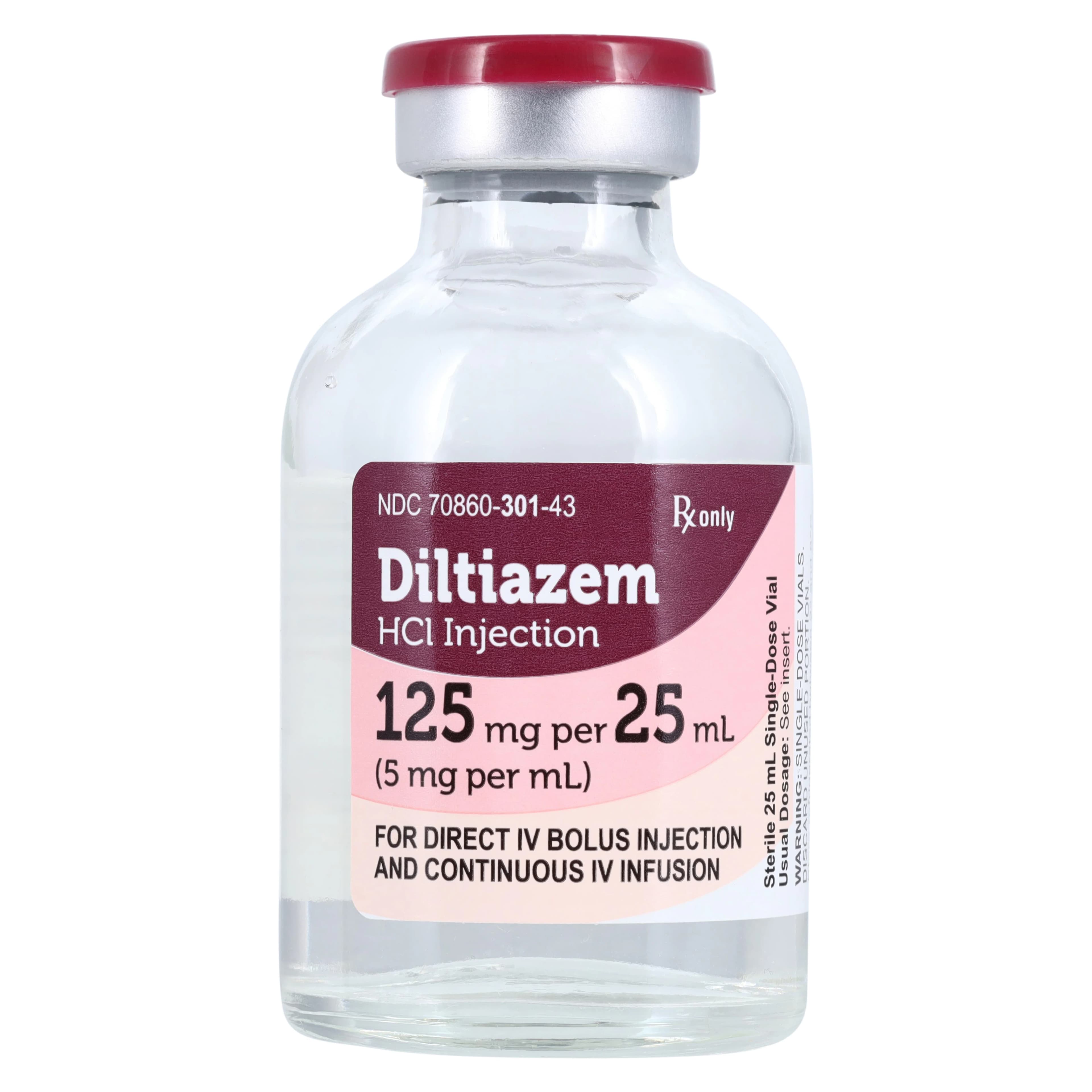 Diltiazem HCl Injection, 5 mg/mL, Single-Dose Vial, 25 mL, 10/Package thumbnail 2