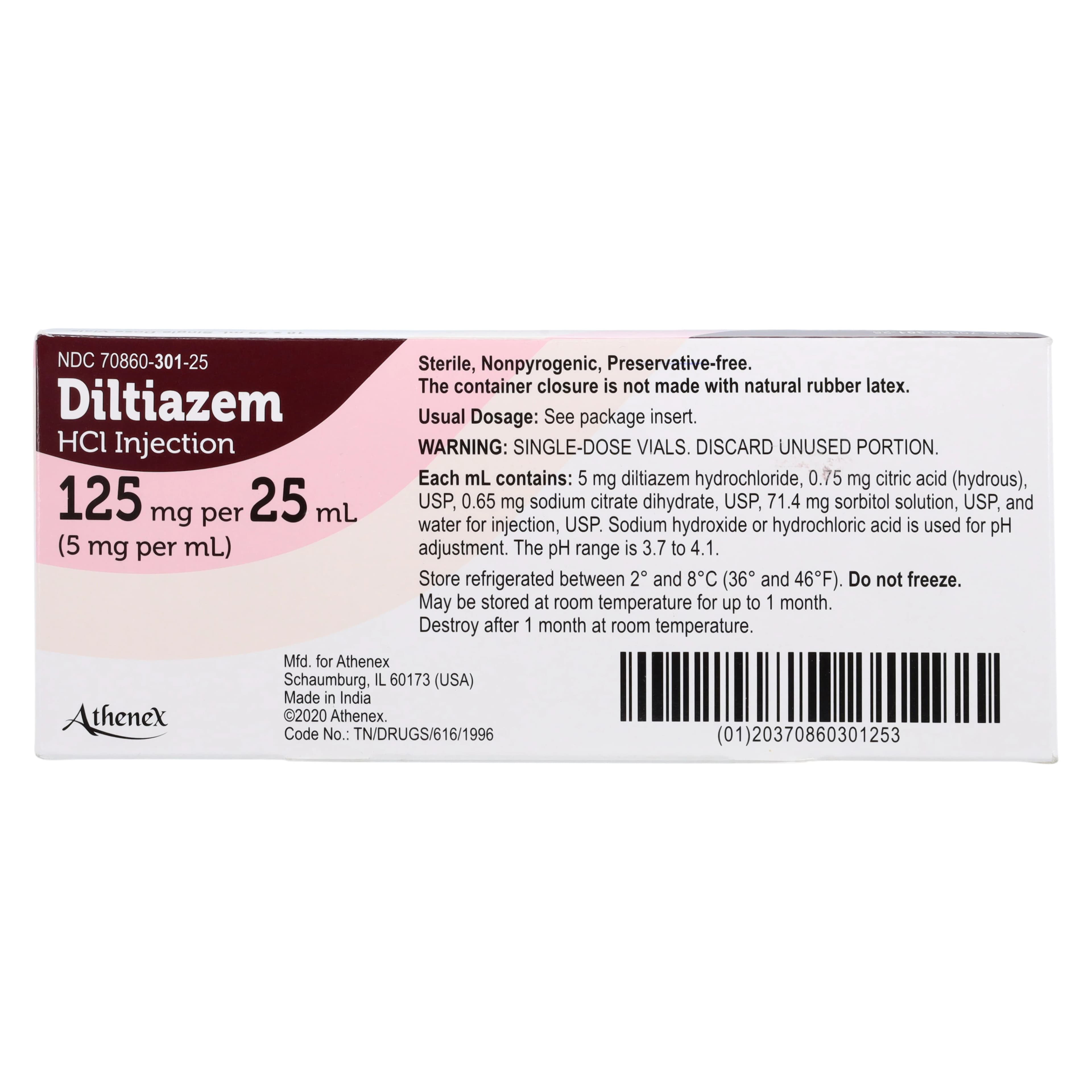 Diltiazem HCl Injection, 5 mg/mL, Single-Dose Vial, 25 mL, 10/Package thumbnail 6