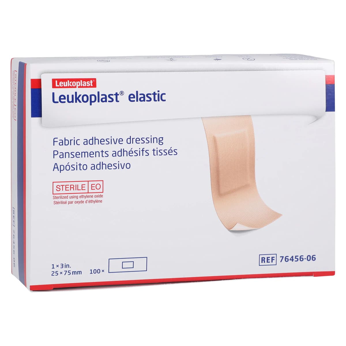 Leukoplast Adhesive Bandage Strip, Elastic/Fabric, 1x3", Tan, Sterile, 100/Box - Bandage Leukoplast Strip - Image 1