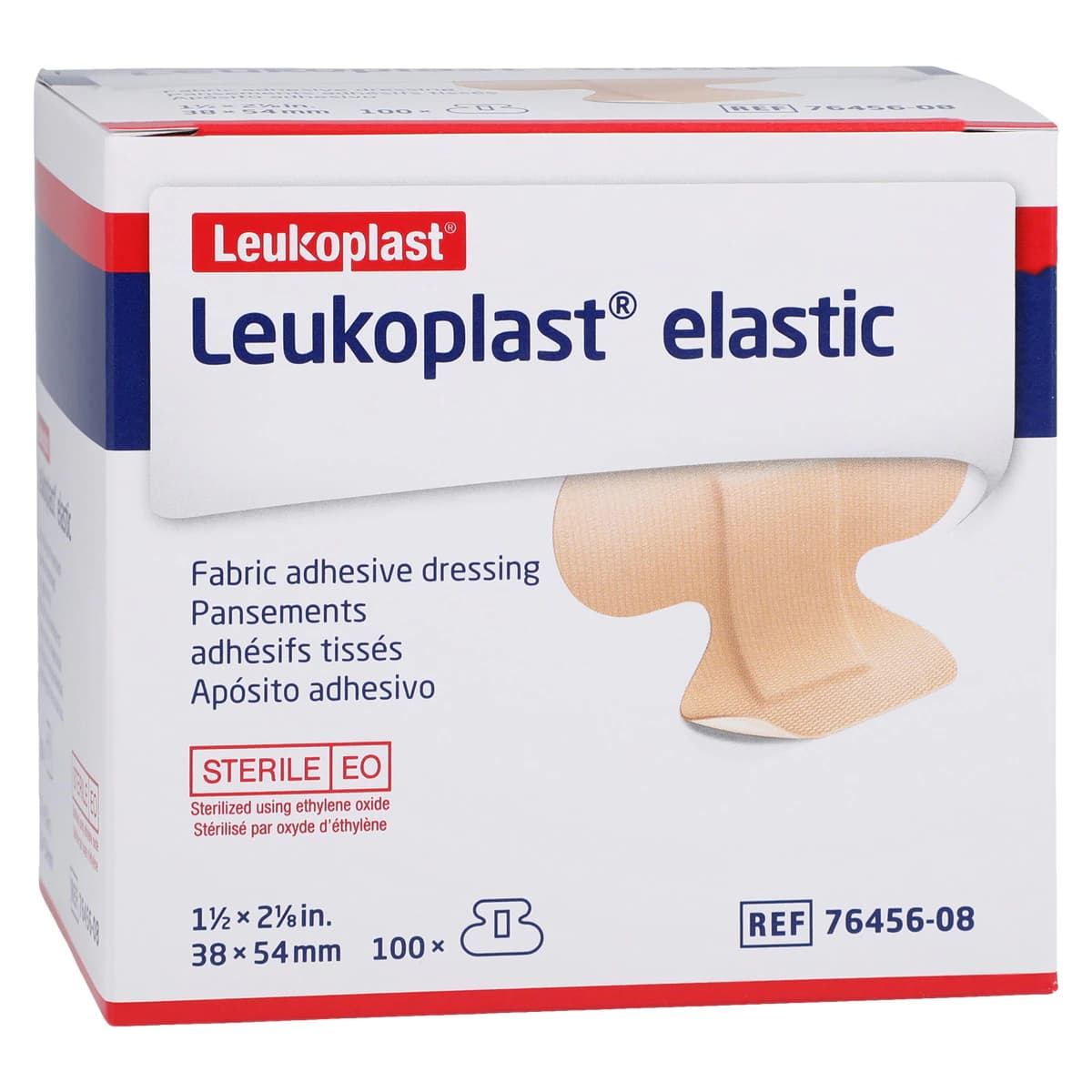 Leukoplast Adhesive Bandage, Elastic/Fabric, 1.5" x 2", Tan, Sterile, 100/Box - Bandage Leukoplast Fingertip - Image 1