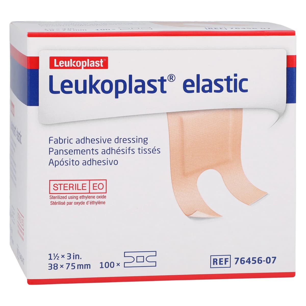 Leukoplast Knuckle Adhesive Bandage, Elastic/Fabric, 1.5" x 3", Tan, Sterile, 100/Box - Bandage Leukoplast Knuckle - Image 1