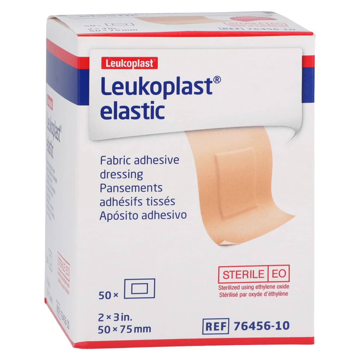 Leukoplast Adhesive Bandage, Elastic/Fabric, 2" x 3", Tan, Sterile, 50/Box - Bandage Leukoplast Patch - Image 1